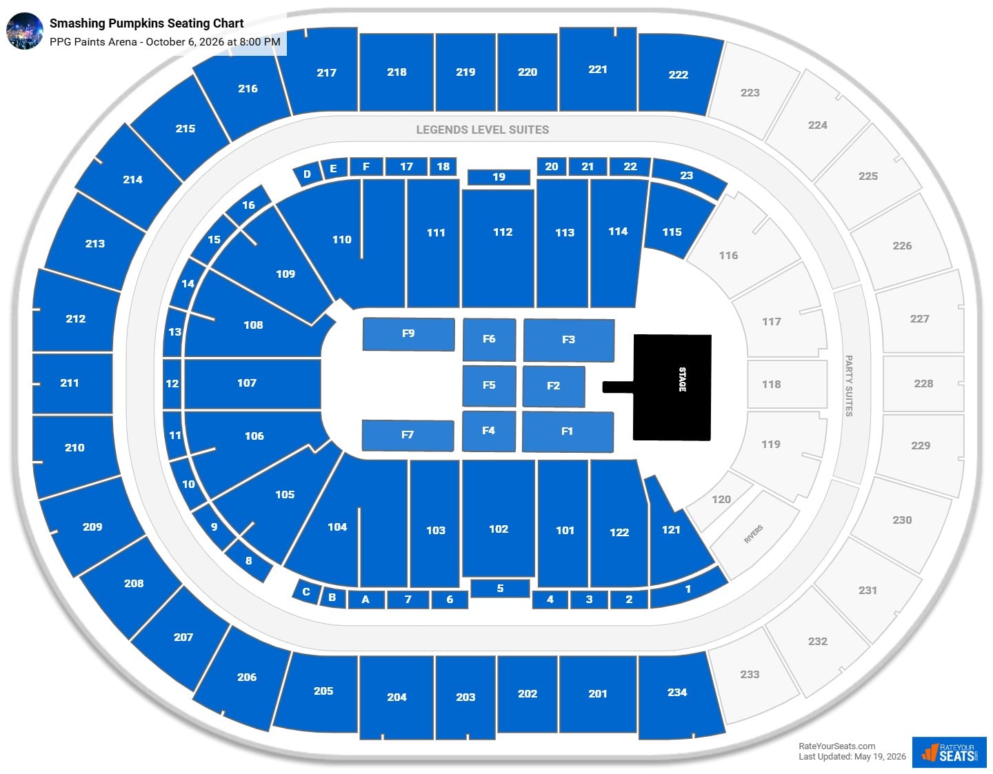 Smashing Pumpkins Seating Chart at PPG Paints Arena