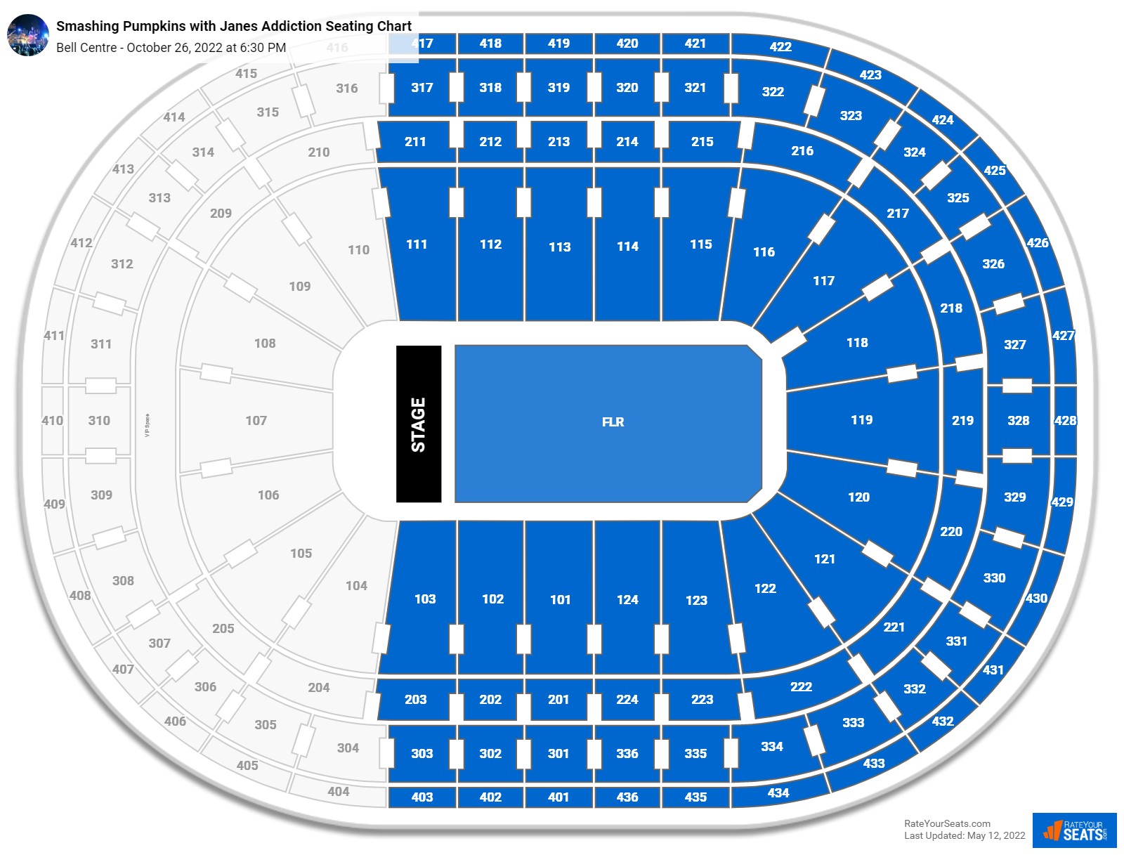 Smashing Pumpkins with Janes Addiction seating chart Bell Centre