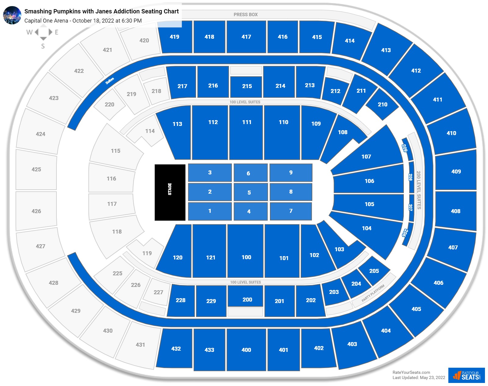 Smashing Pumpkins with Janes Addiction seating chart Capital One Arena