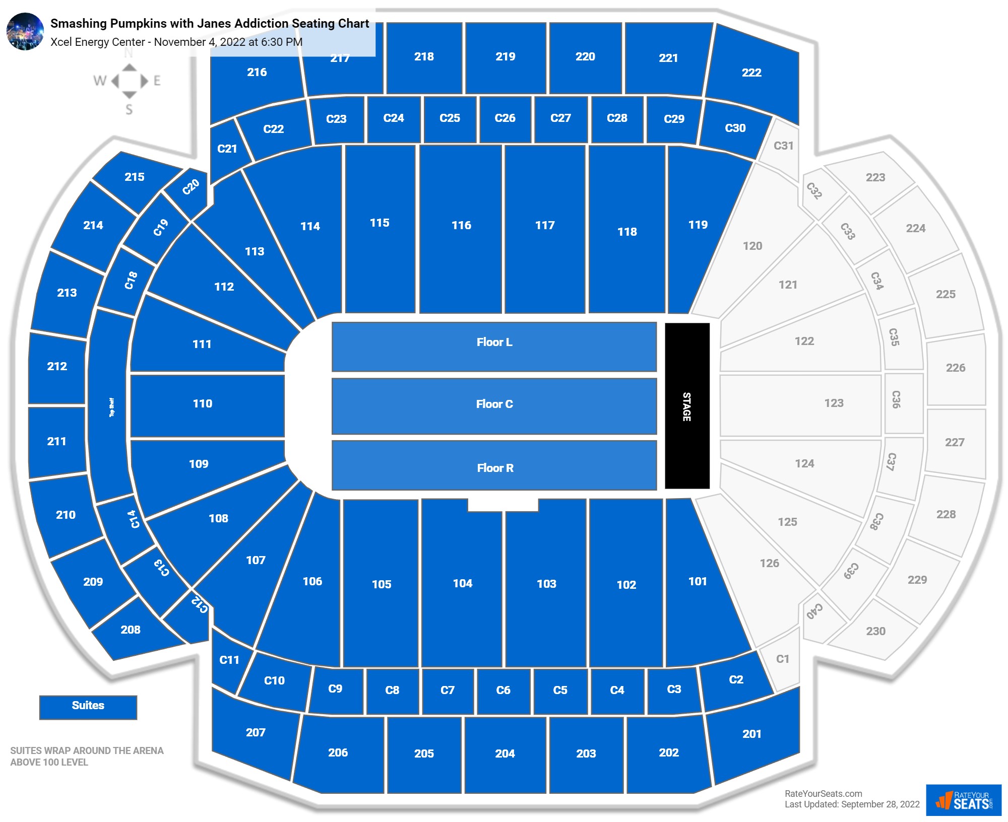 Smashing Pumpkins with Janes Addiction seating chart Xcel Energy Center