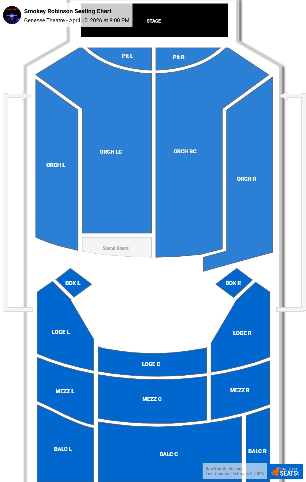 Smokey Robinson seating chart Genesee Theatre