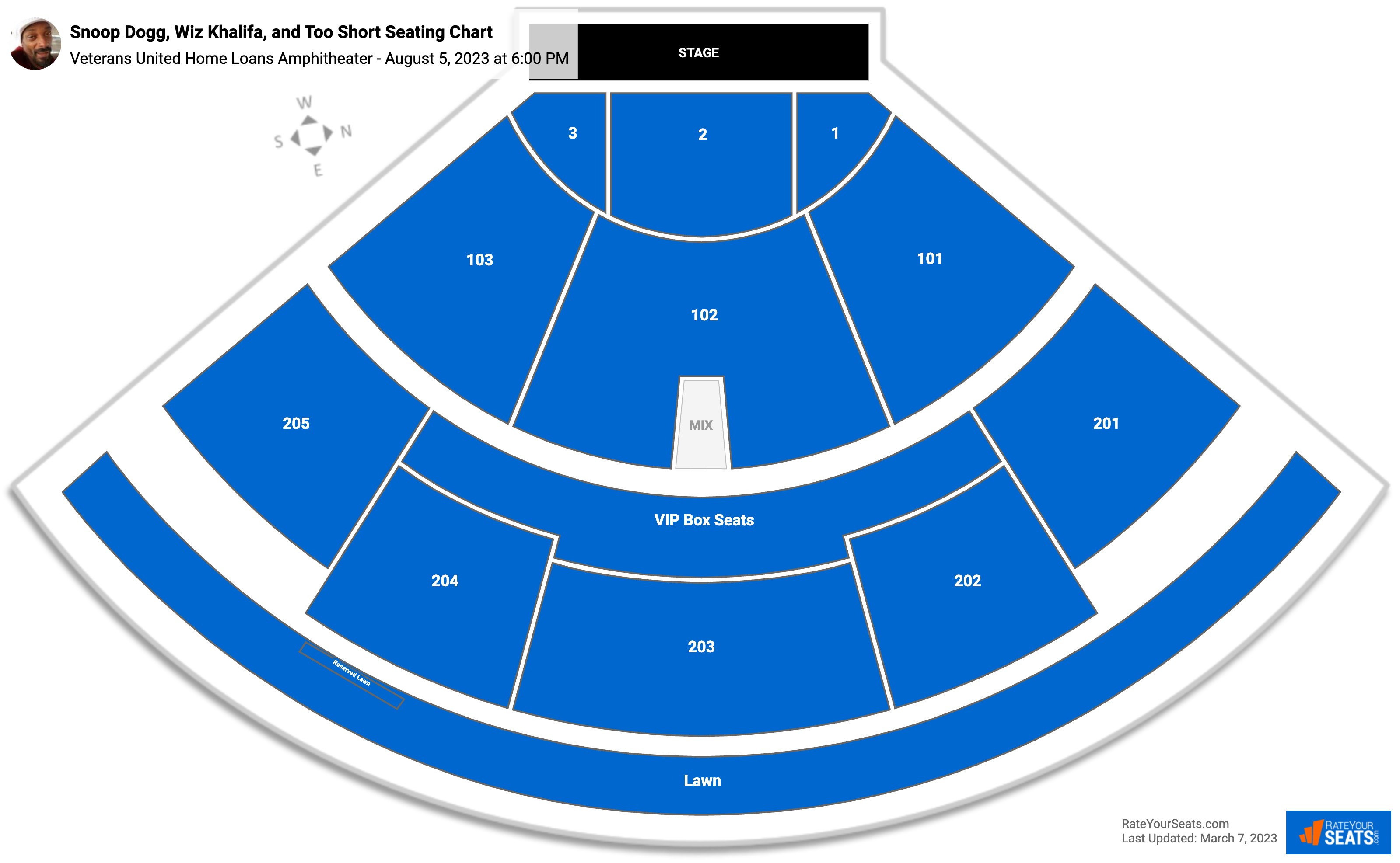 Snoop Dogg, Wiz Khalifa, and Too Short seating chart Veterans United Home Loans Amphitheater