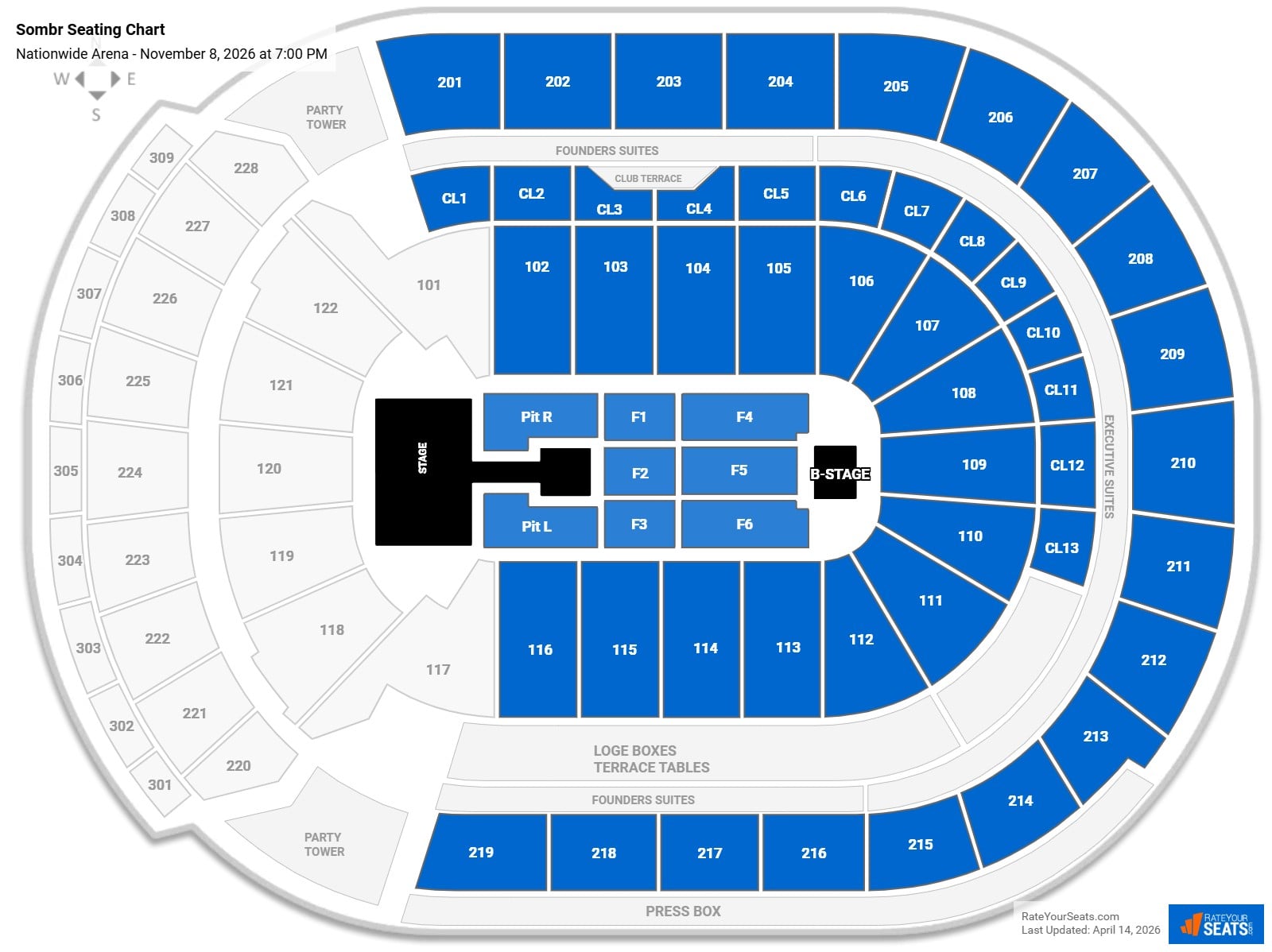 Sombr Seating Chart at Nationwide Arena