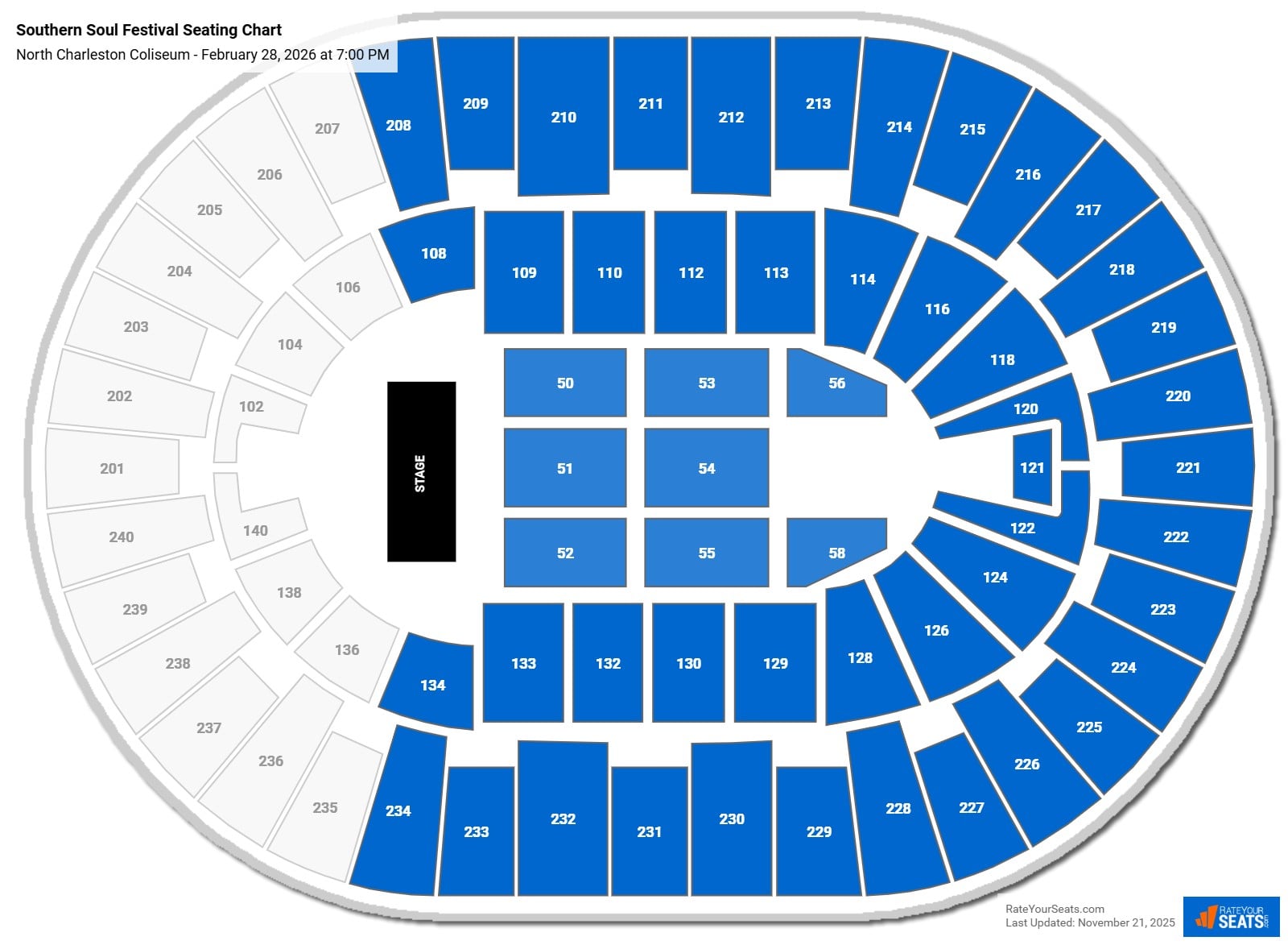 Southern Soul Festival seating chart North Charleston Coliseum