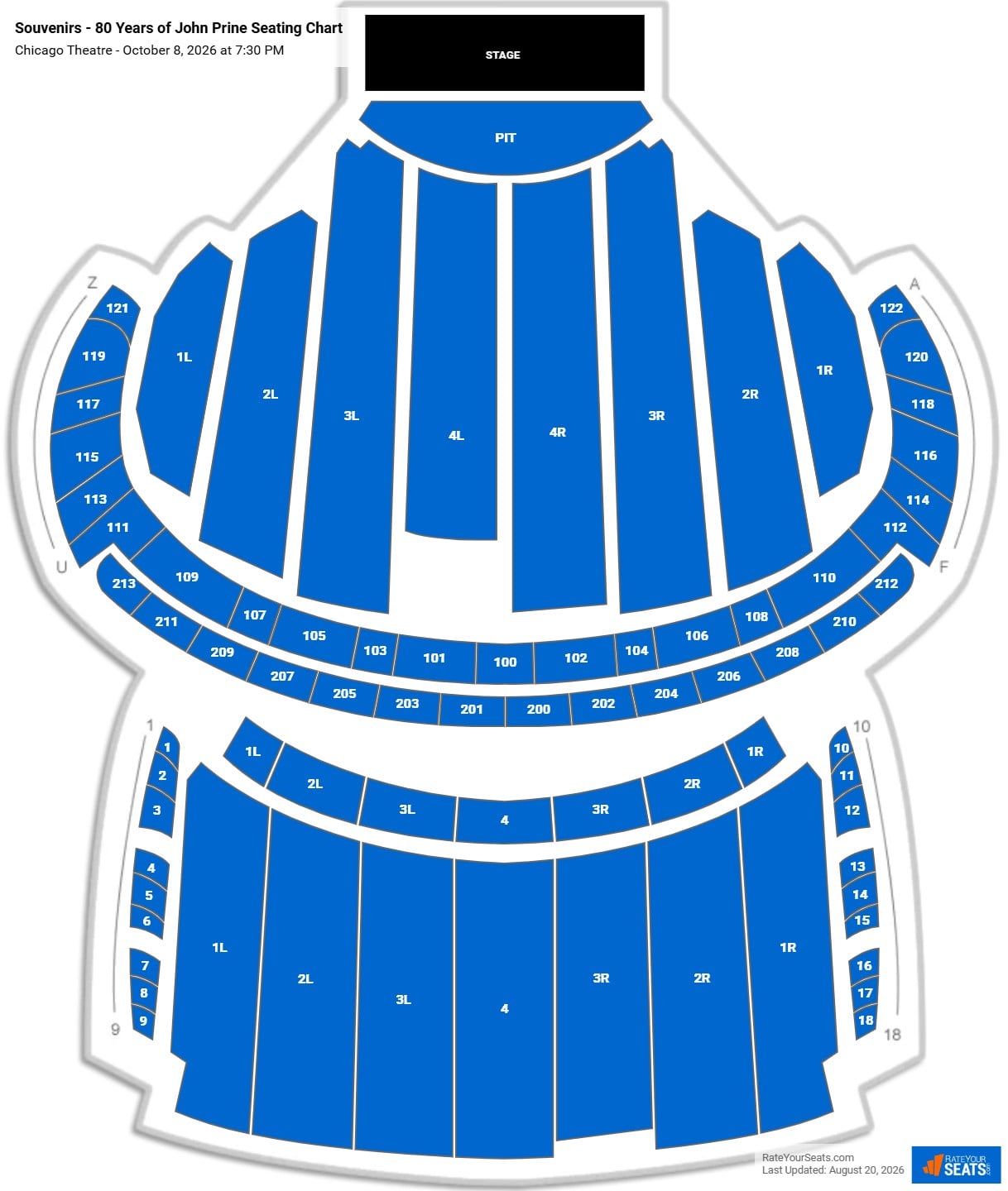 Souvenirs - 80 Years of John Prine Seating Chart at Chicago Theatre