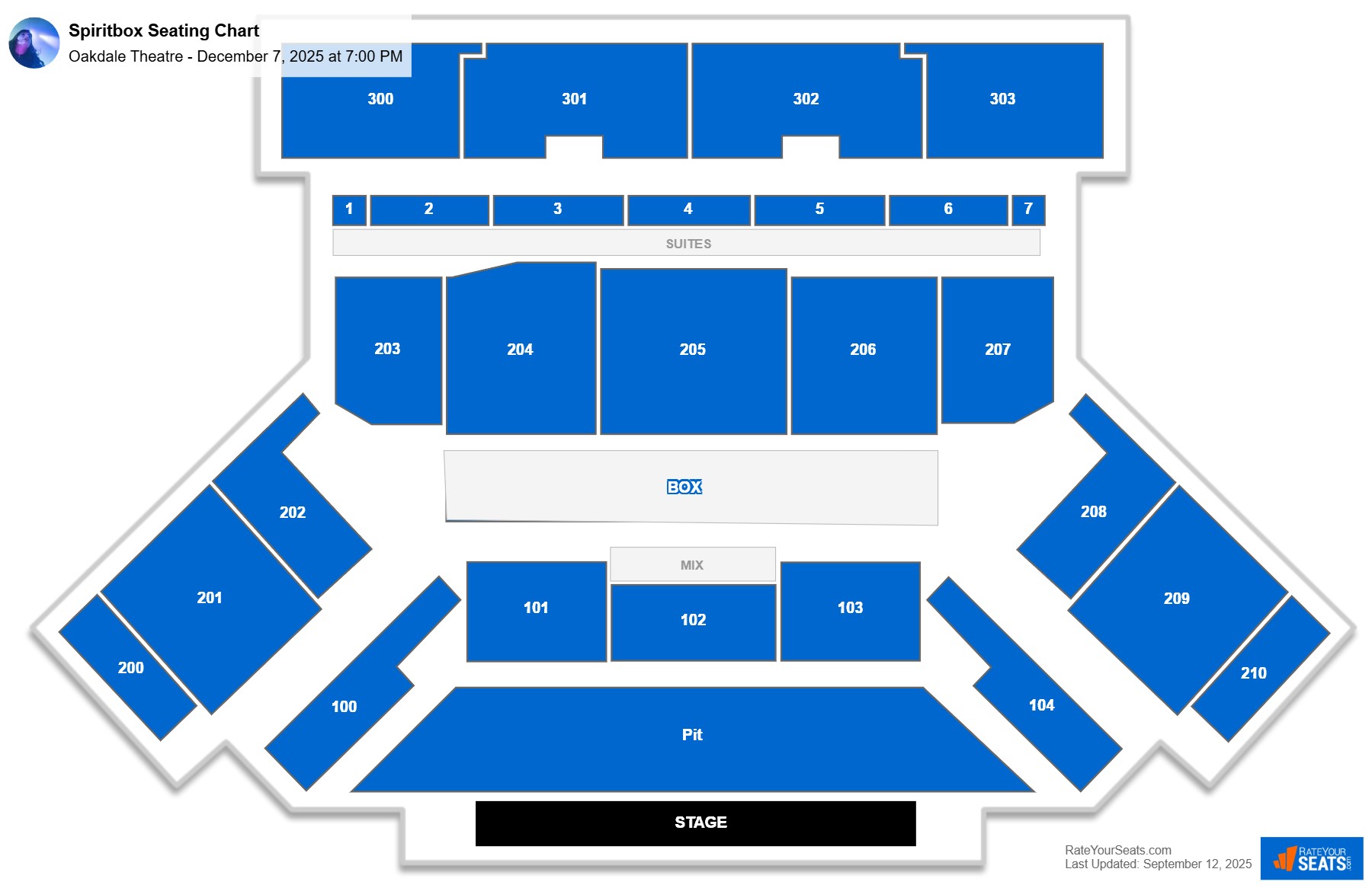 Spiritbox seating chart Oakdale Theatre