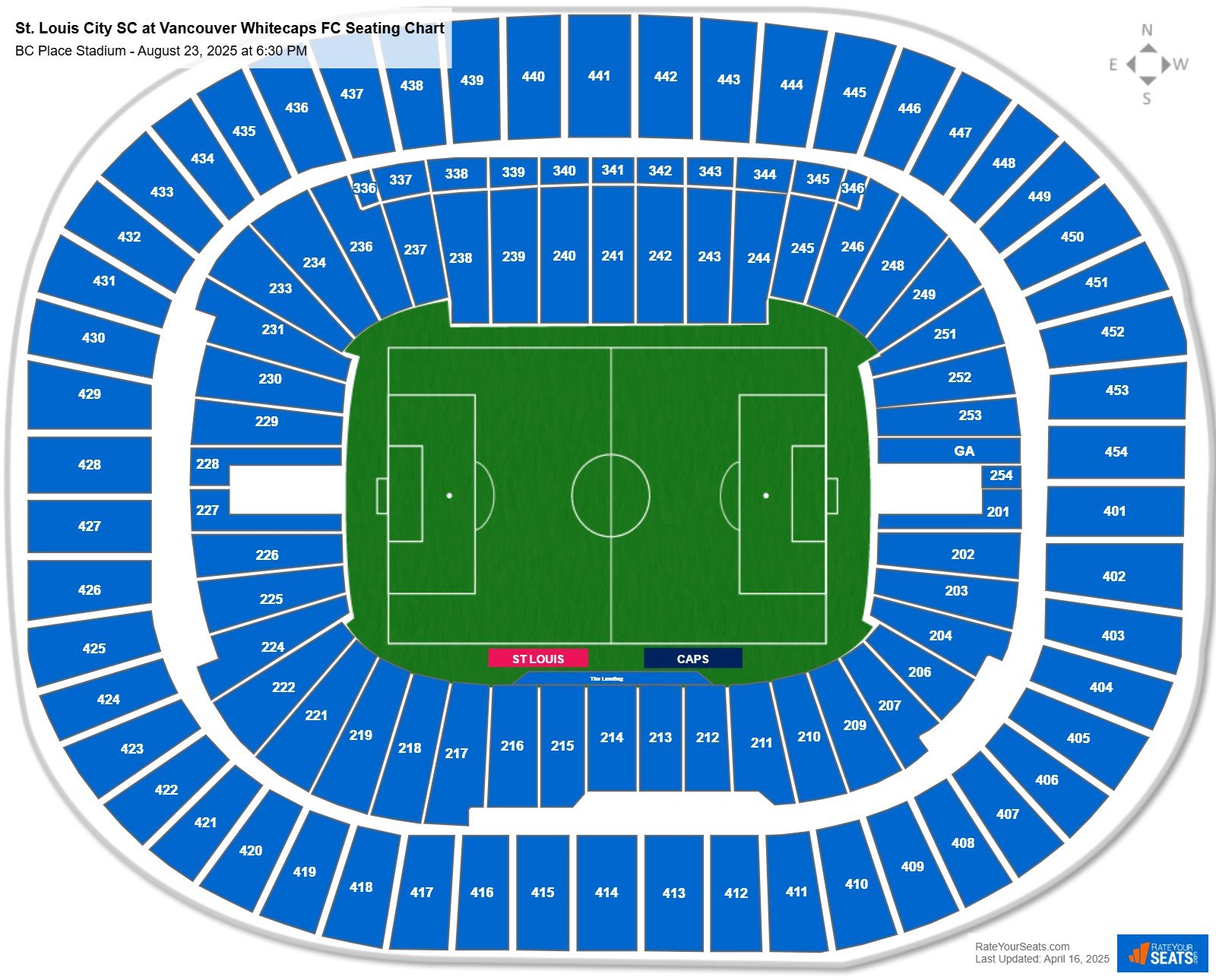 St. Louis City SC at Vancouver Whitecaps FC seating chart BC Place Stadium