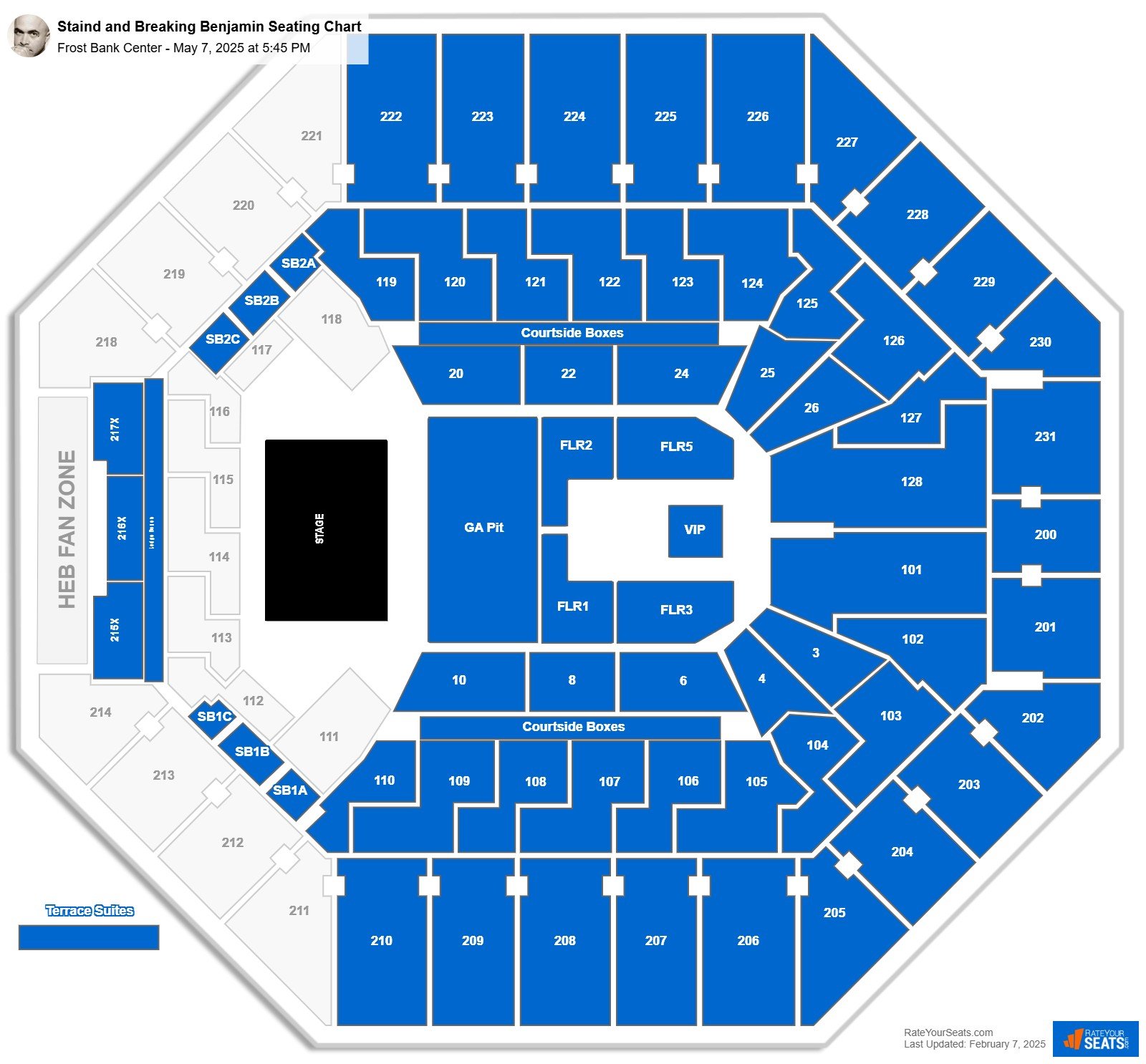 Staind and Breaking Benjamin seating chart Frost Bank Center