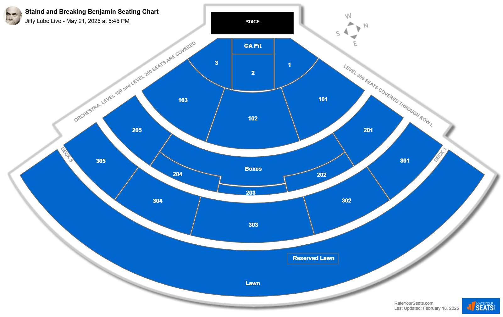 Staind and Breaking Benjamin seating chart Jiffy Lube Live