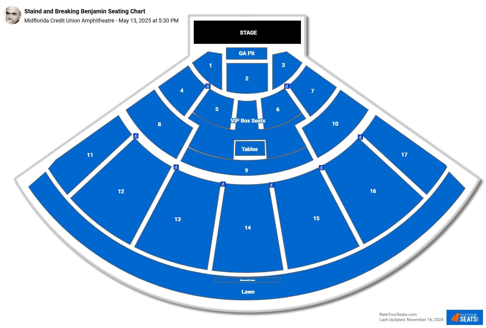 Staind and Breaking Benjamin seating chart Midflorida Credit Union Amphitheatre