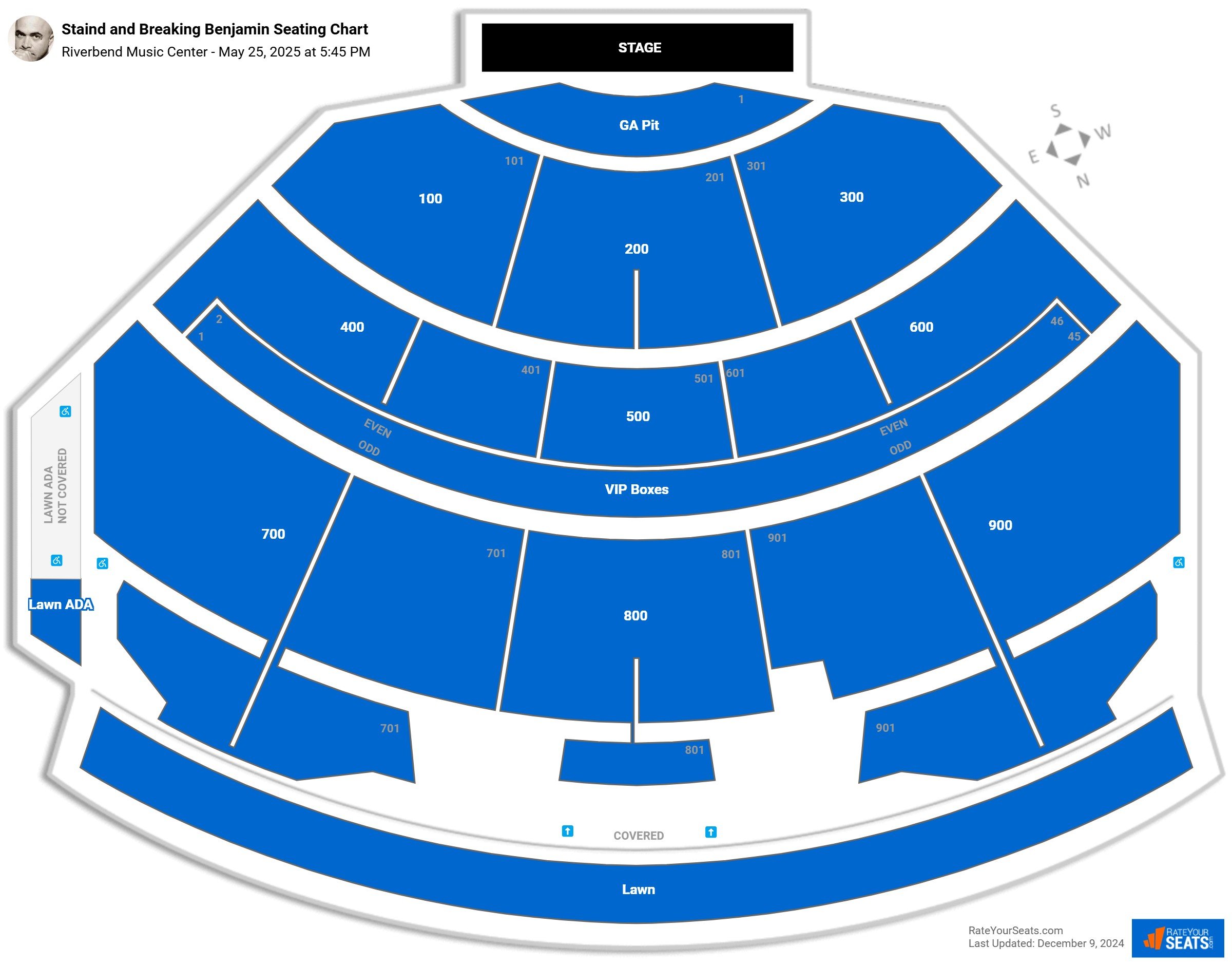 Staind and Breaking Benjamin seating chart Riverbend Music Center