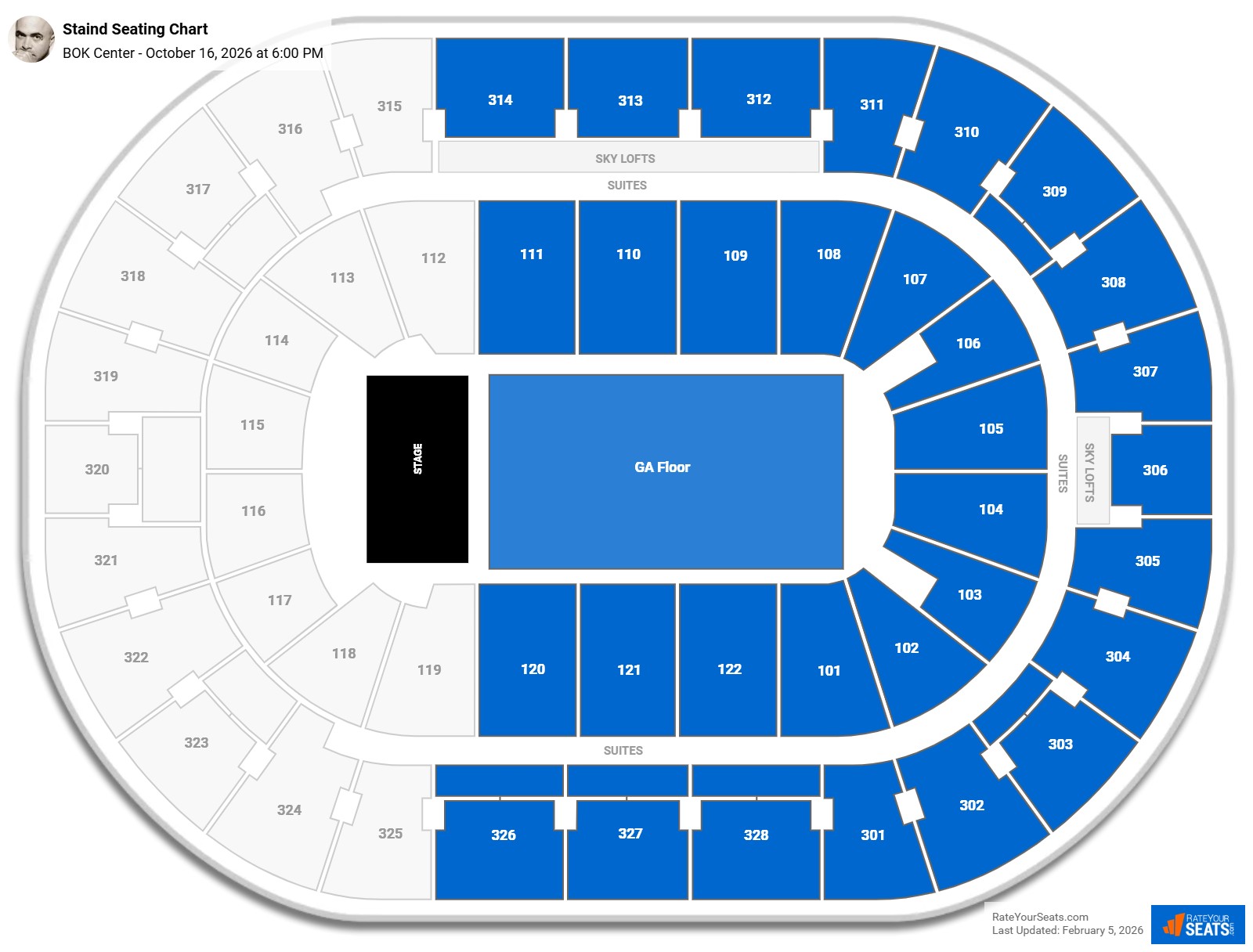 Staind seating chart BOK Center