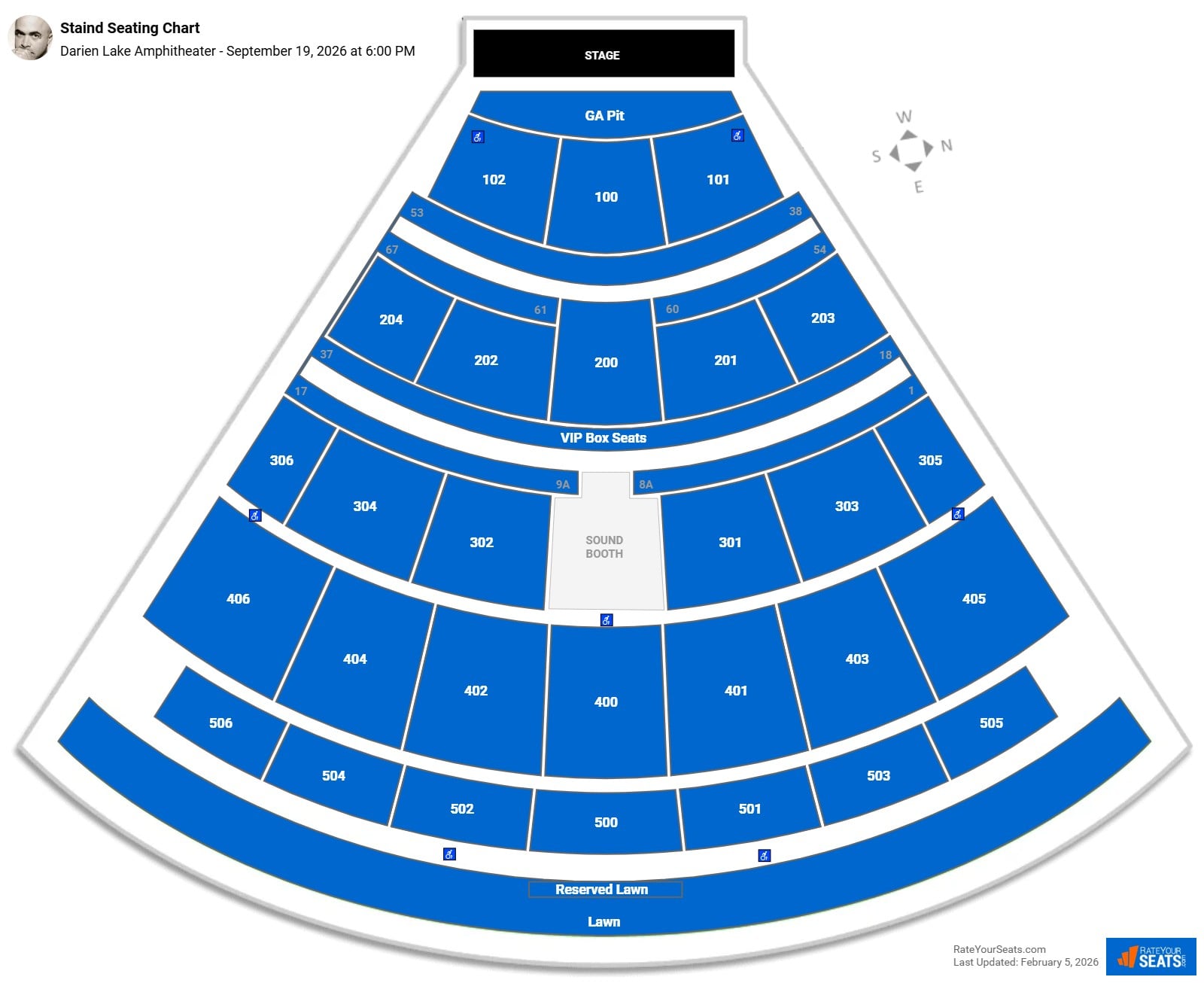 Staind seating chart Darien Lake Amphitheater
