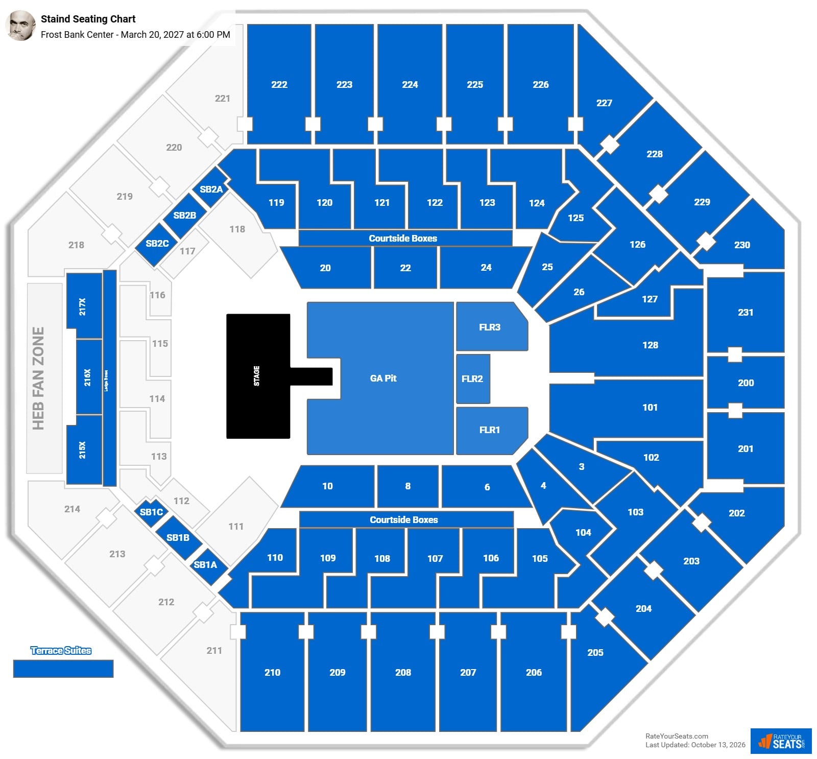 Staind Seating Chart at Frost Bank Center