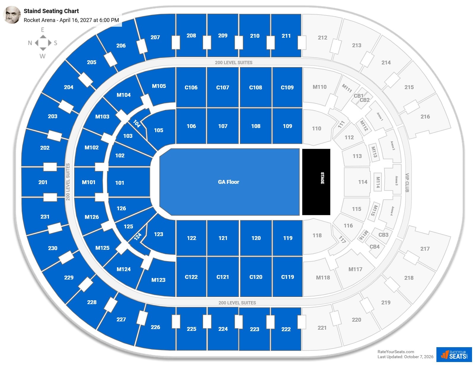 Staind Seating Chart at Rocket Arena
