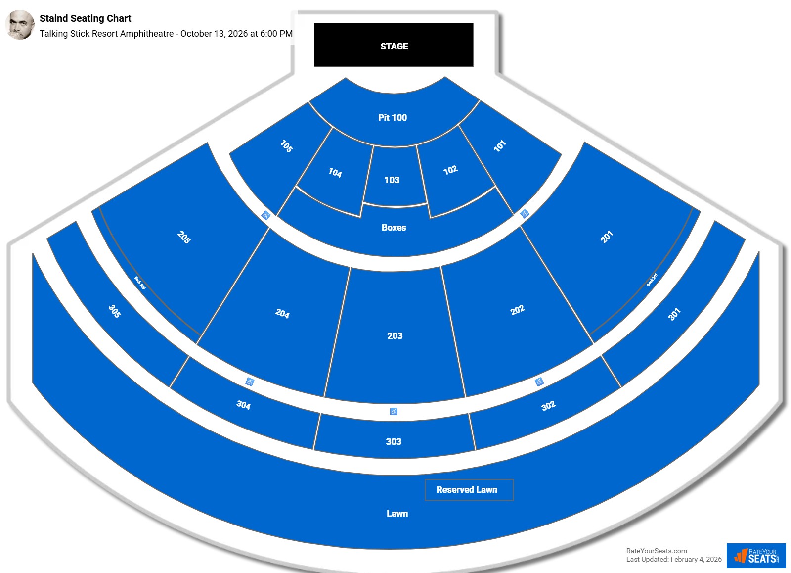 Staind seating chart Talking Stick Resort Amphitheatre