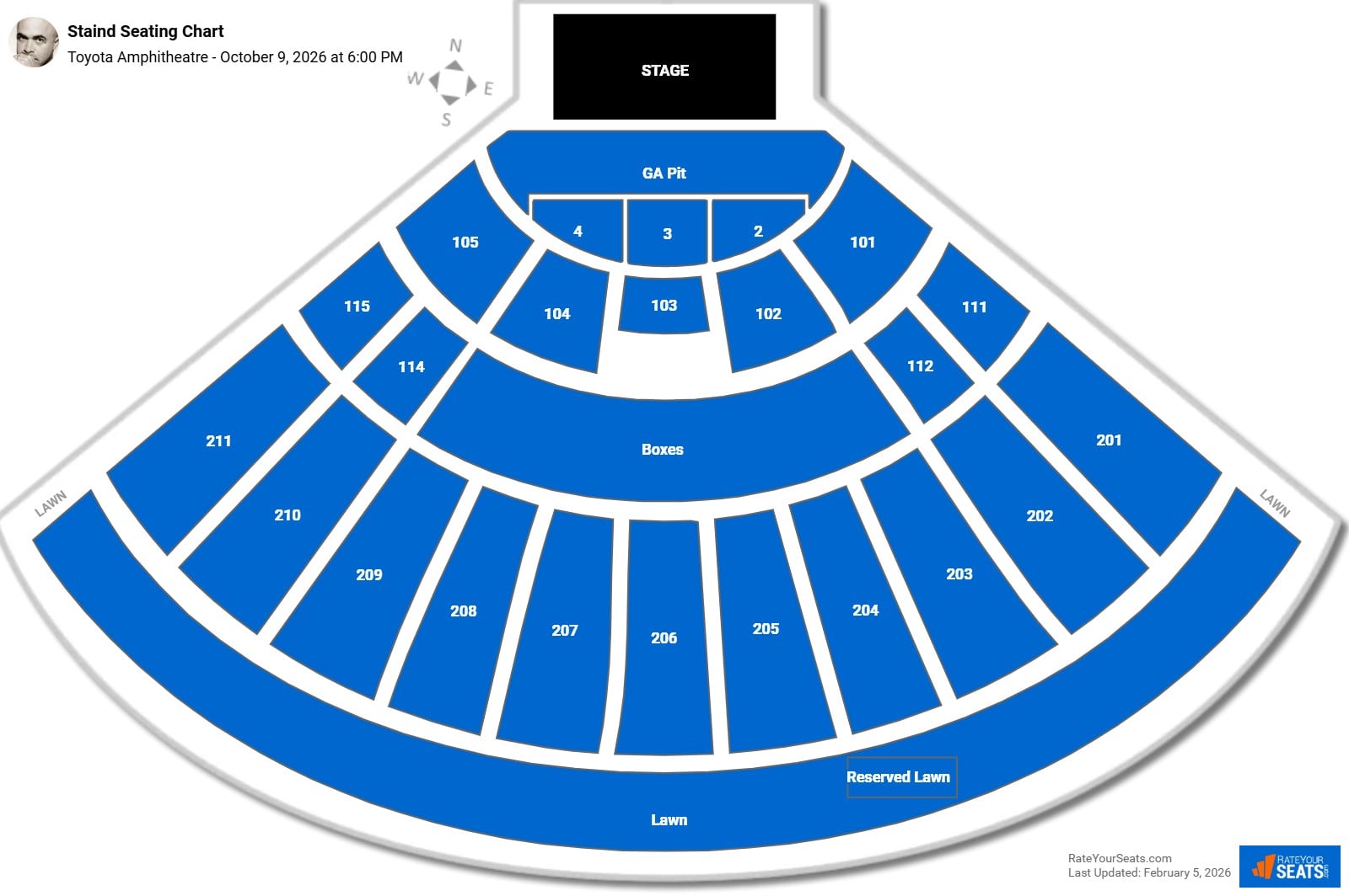 Staind seating chart Toyota Amphitheatre