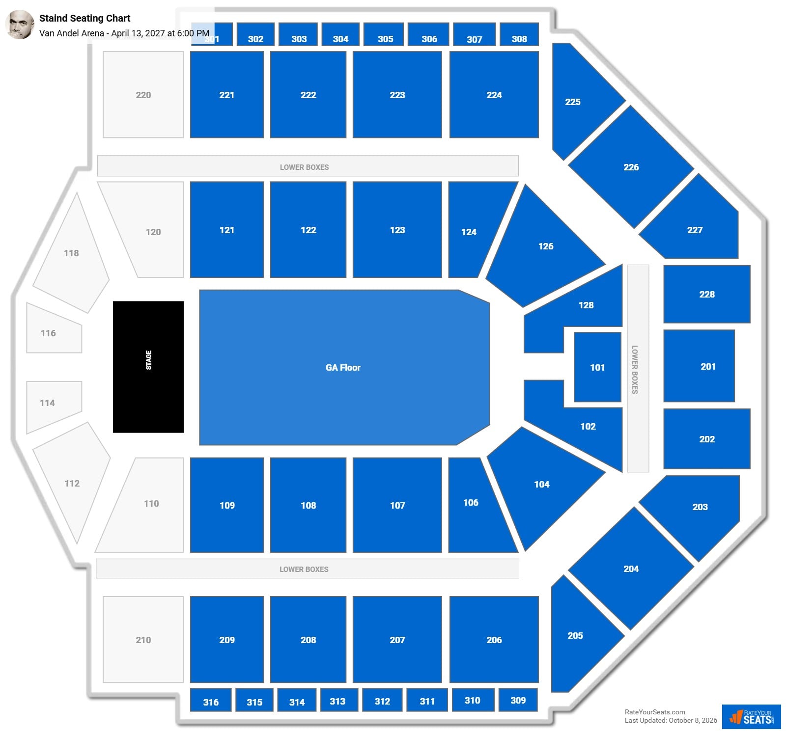 Staind Seating Chart at Van Andel Arena