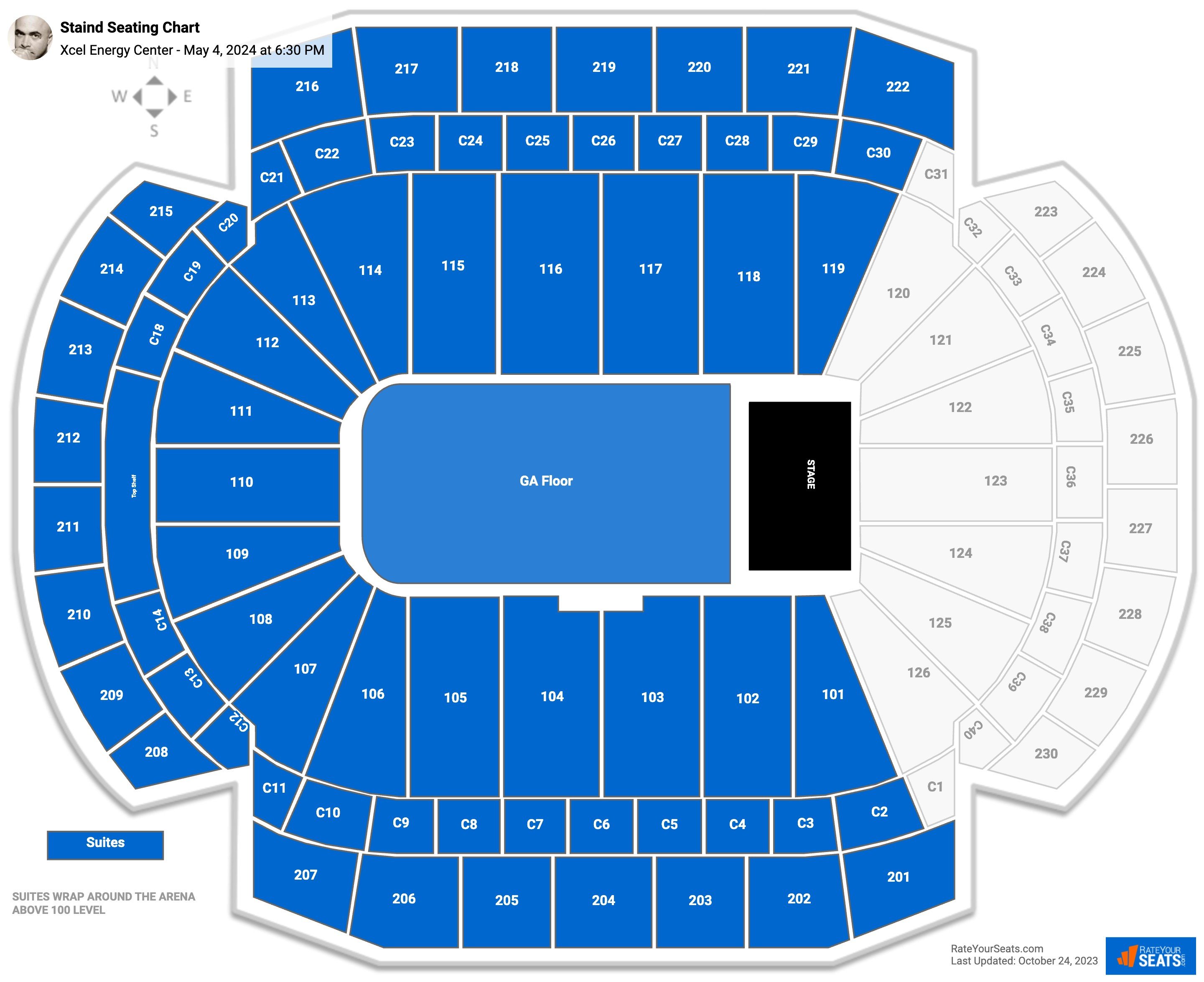 Staind seating chart Xcel Energy Center