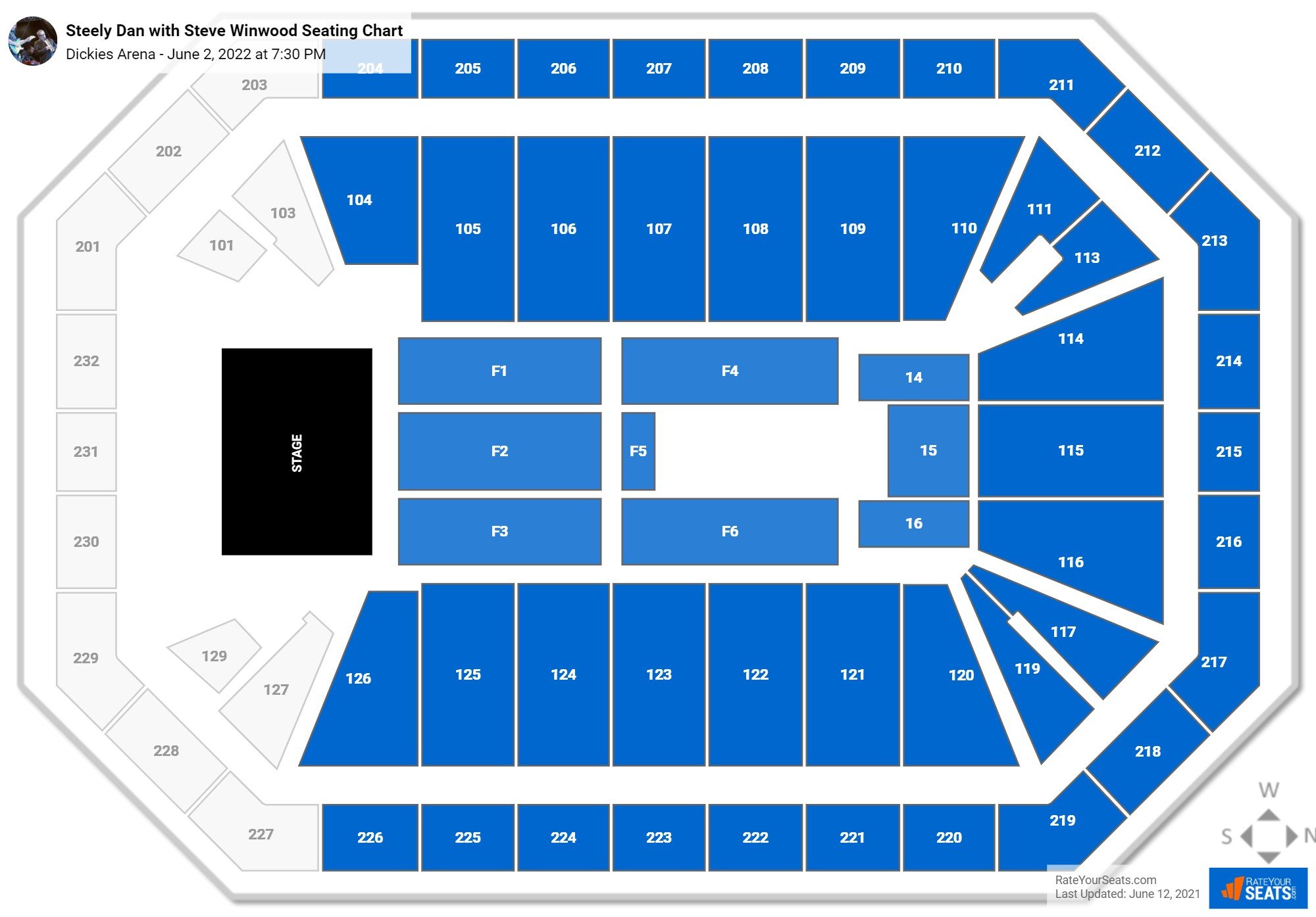 Steely Dan with Snarky Puppy seating chart Dickies Arena