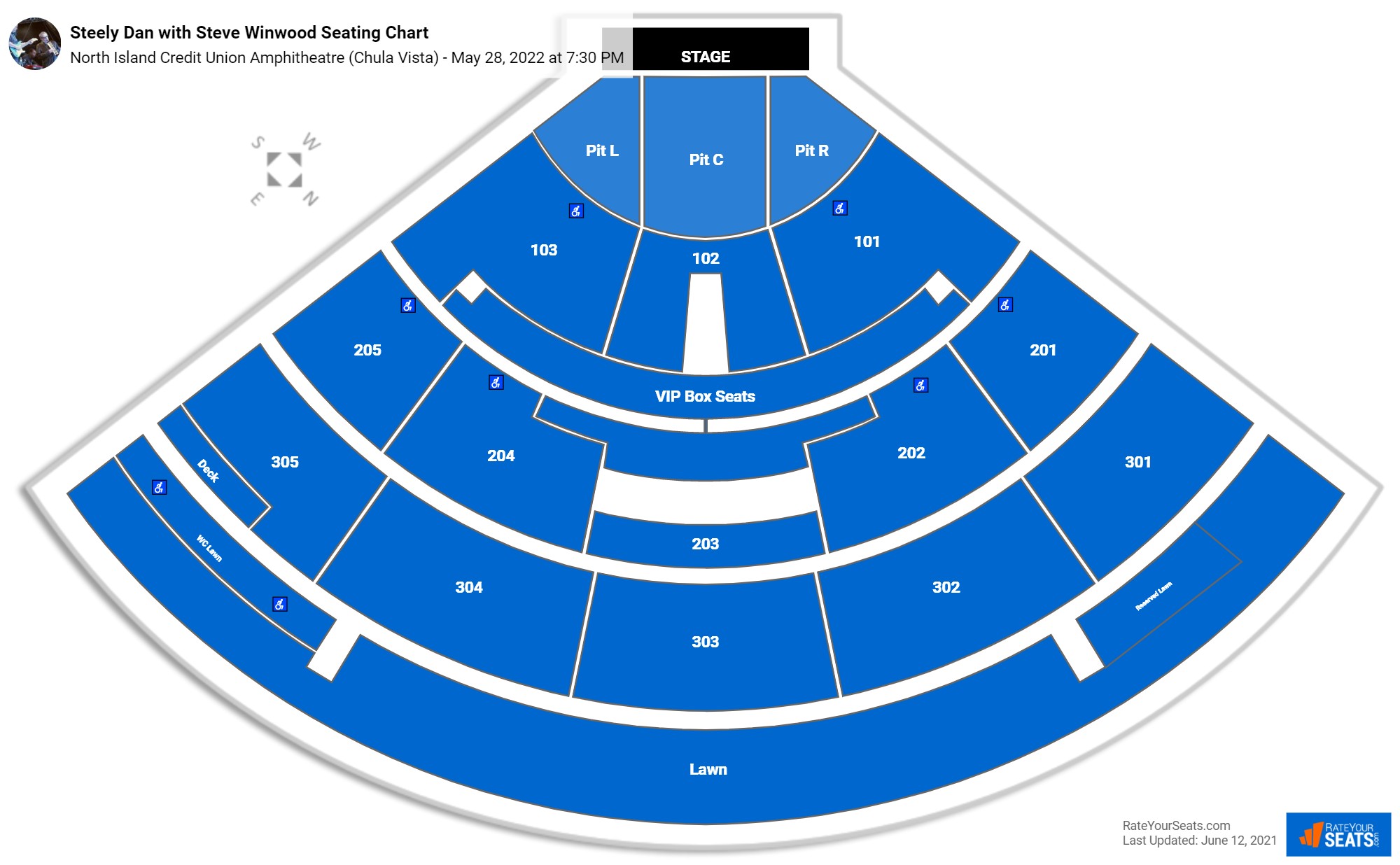 Steely Dan with Steve Winwood seating chart North Island Credit Union Amphitheatre (Chula Vista)