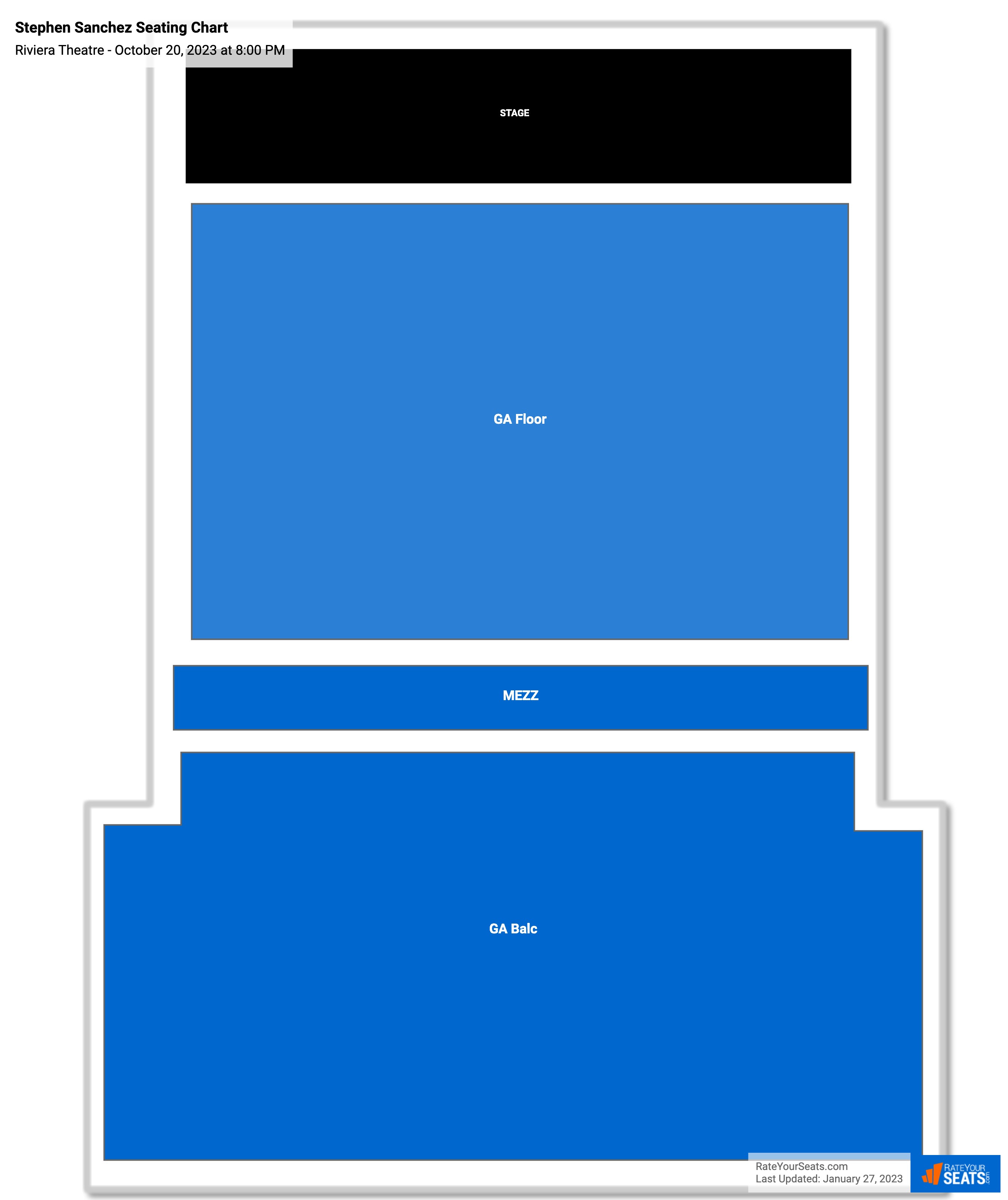 Stephen Sanchez seating chart Riviera Theatre