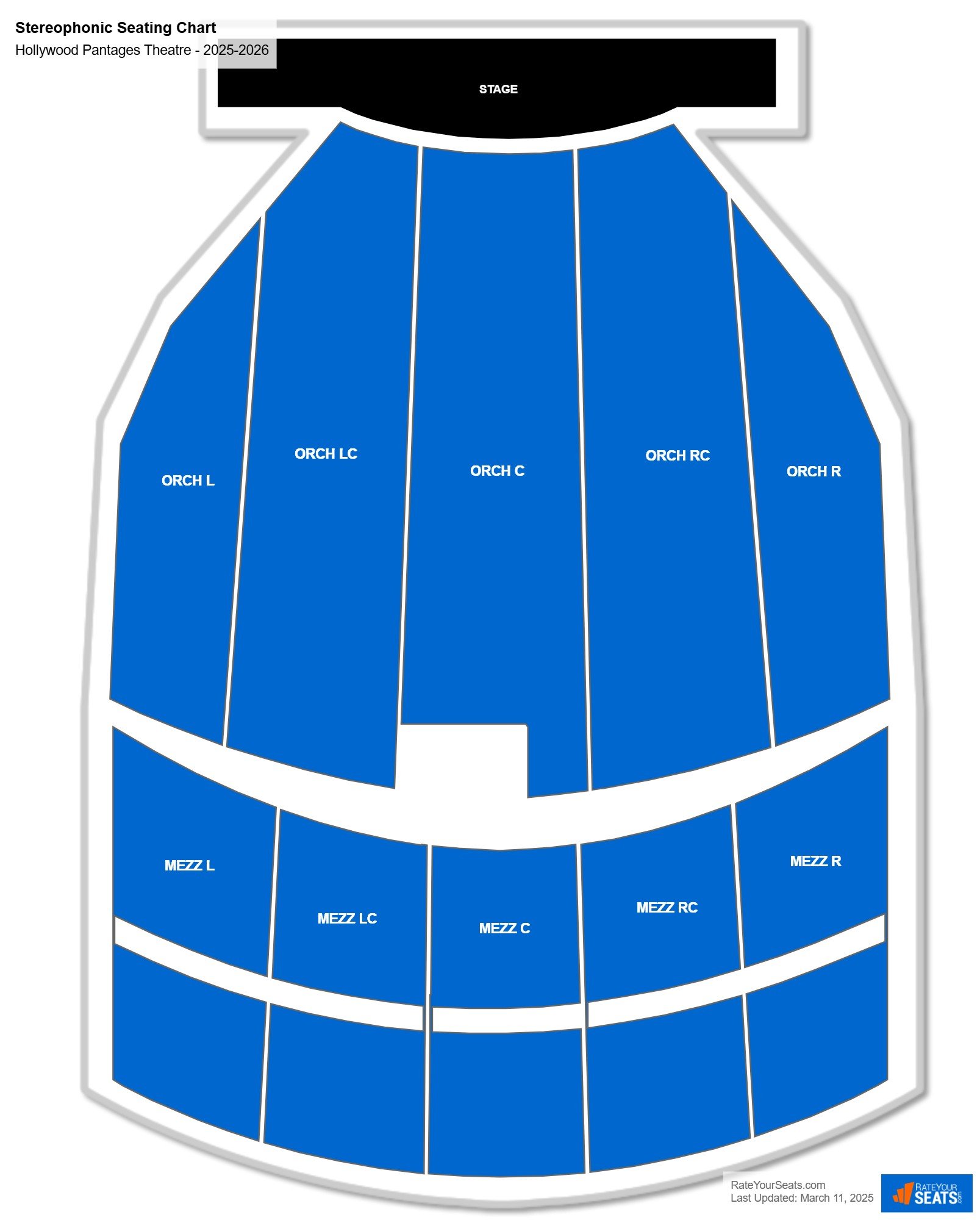 Stereophonic seating chart Hollywood Pantages Theatre