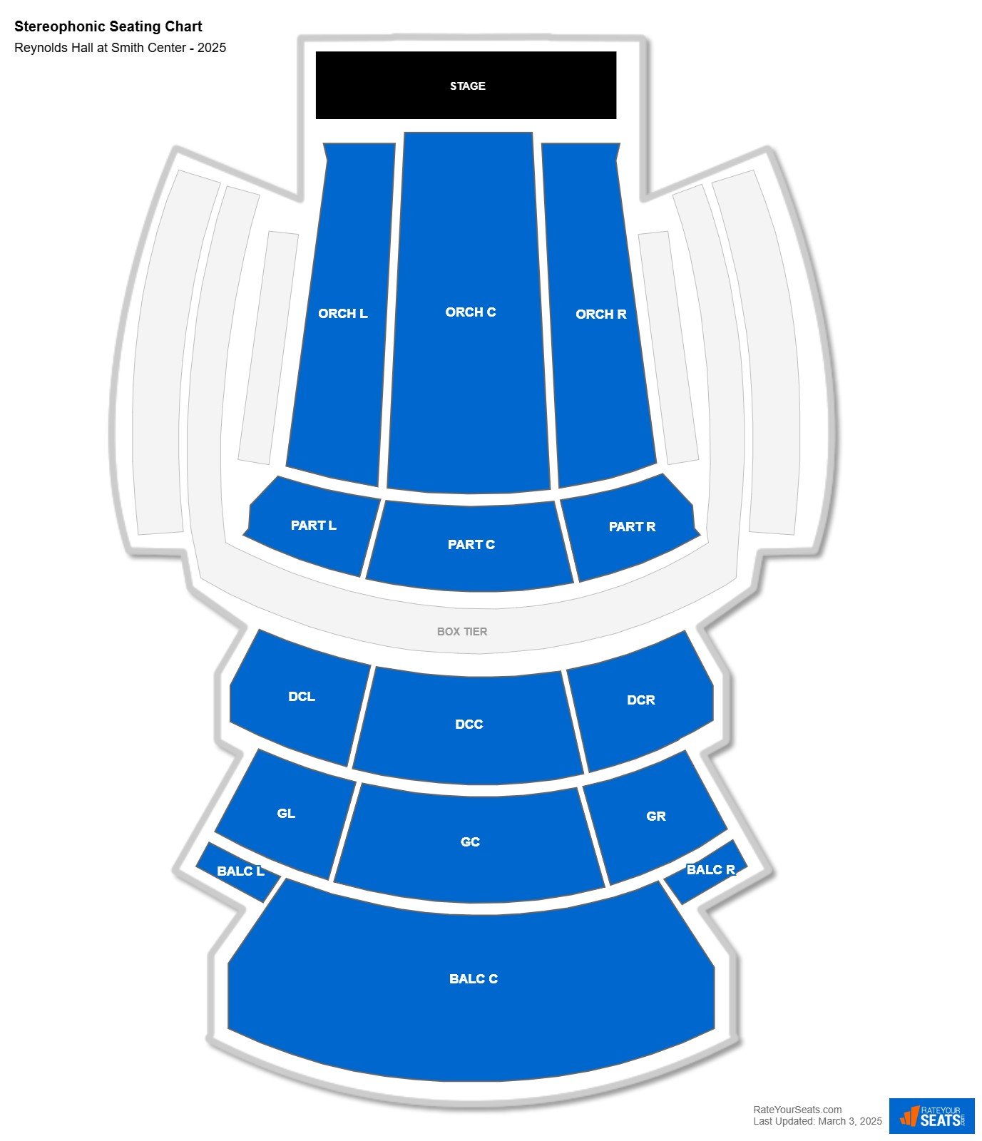 Stereophonic seating chart Reynolds Hall at Smith Center