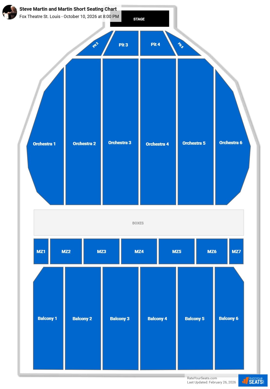Steve Martin and Martin Short seating chart Fox Theatre St. Louis