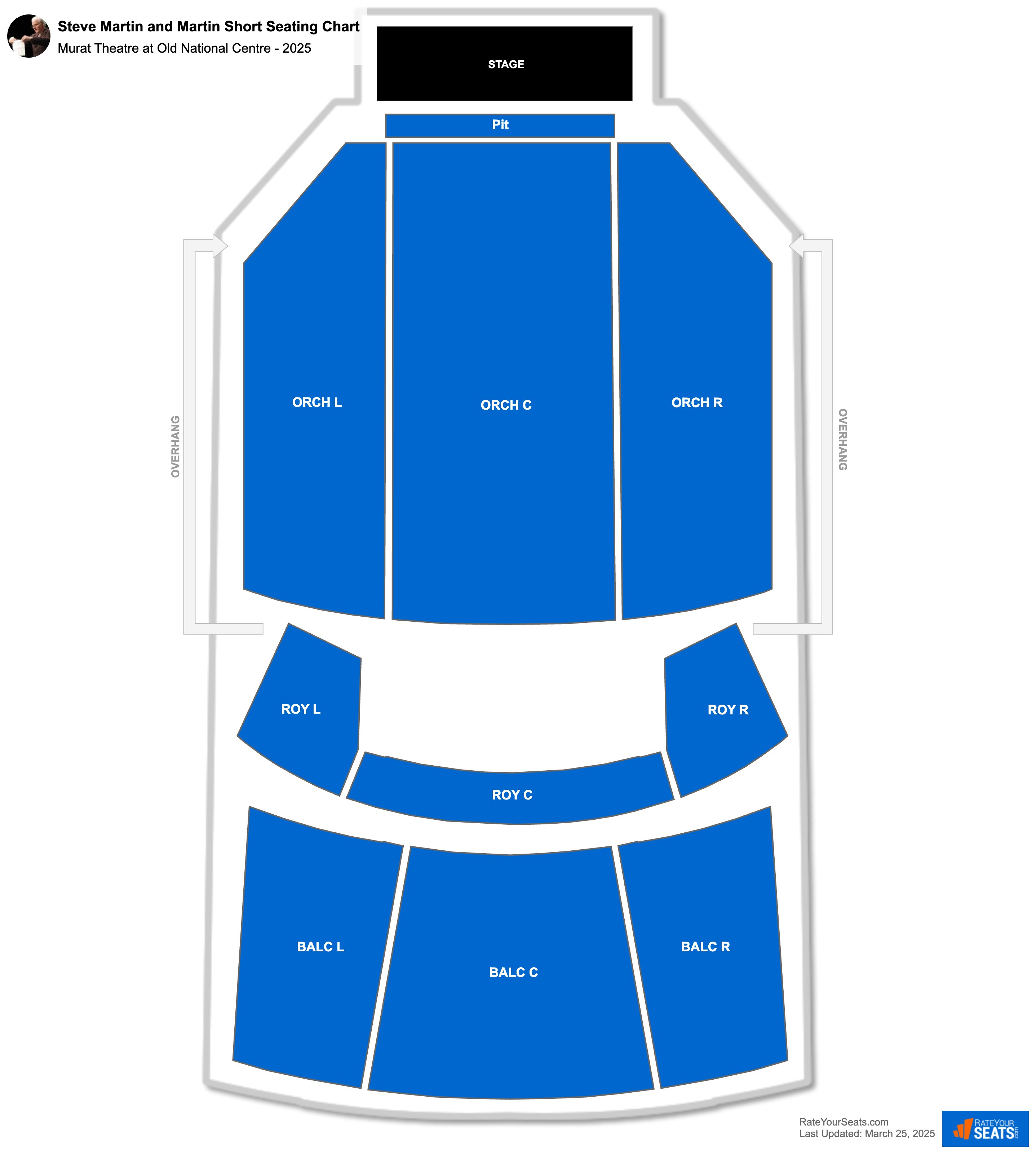 Steve Martin and Martin Short seating chart Murat Theatre at Old National Centre