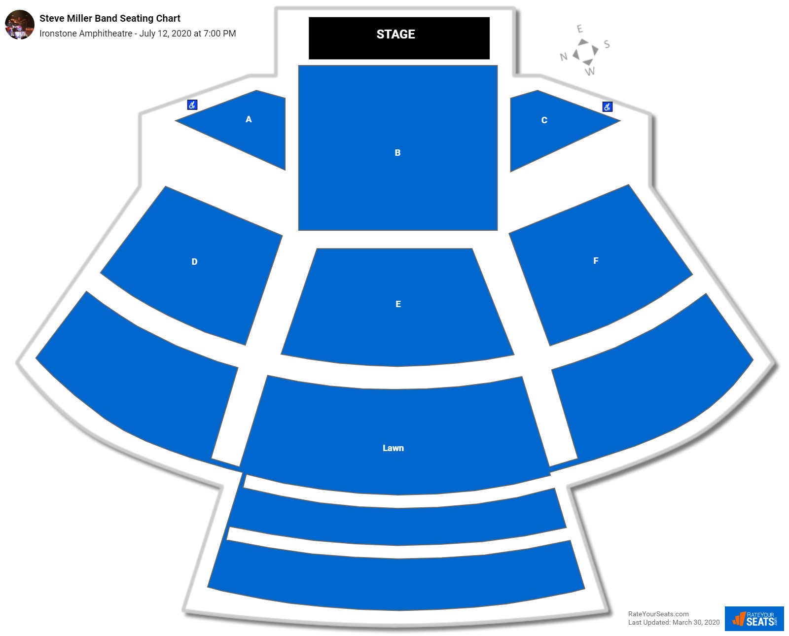 Steve Miller Band seating chart Ironstone Amphitheatre