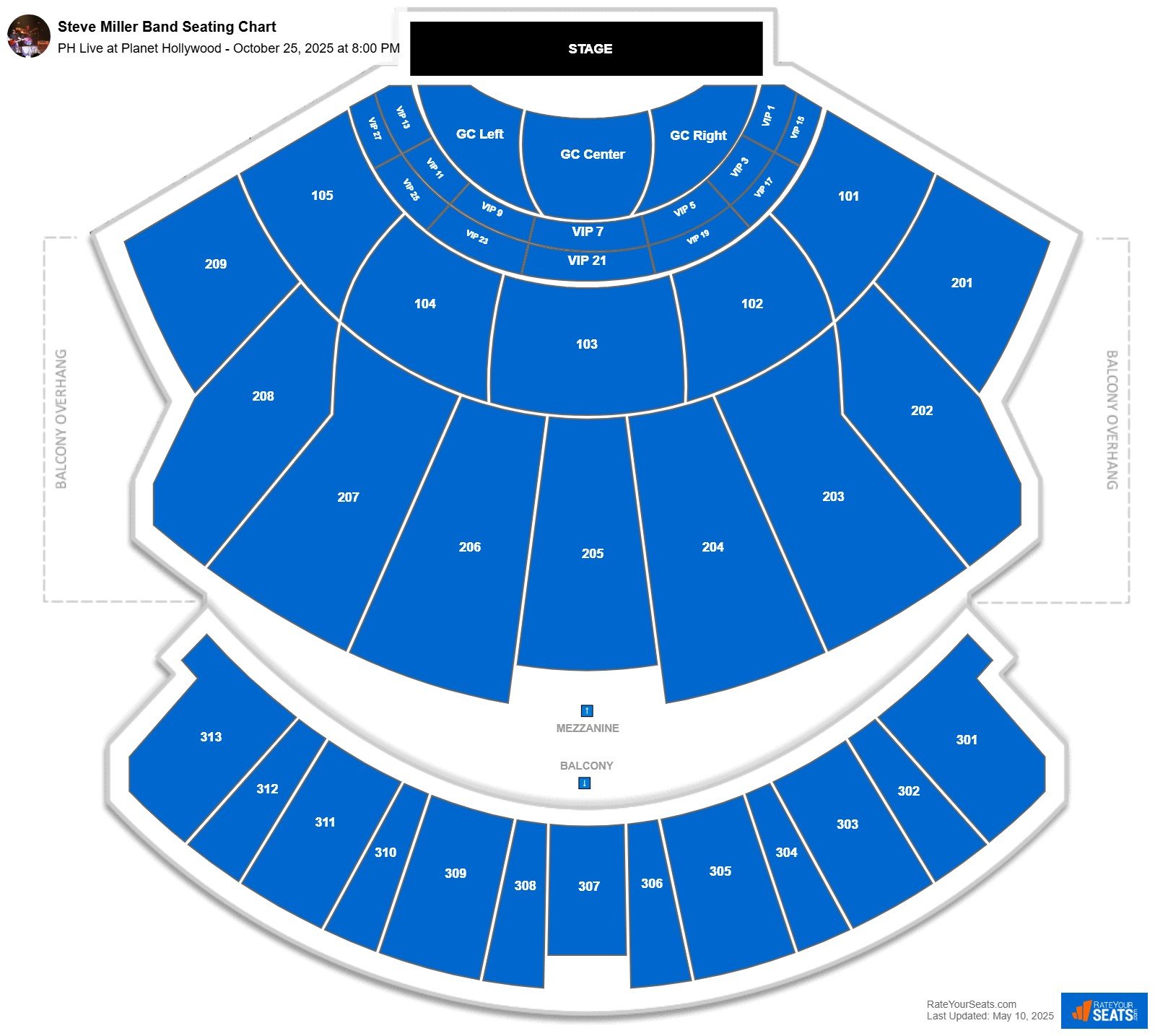 Steve Miller Band seating chart PH Live at Planet Hollywood
