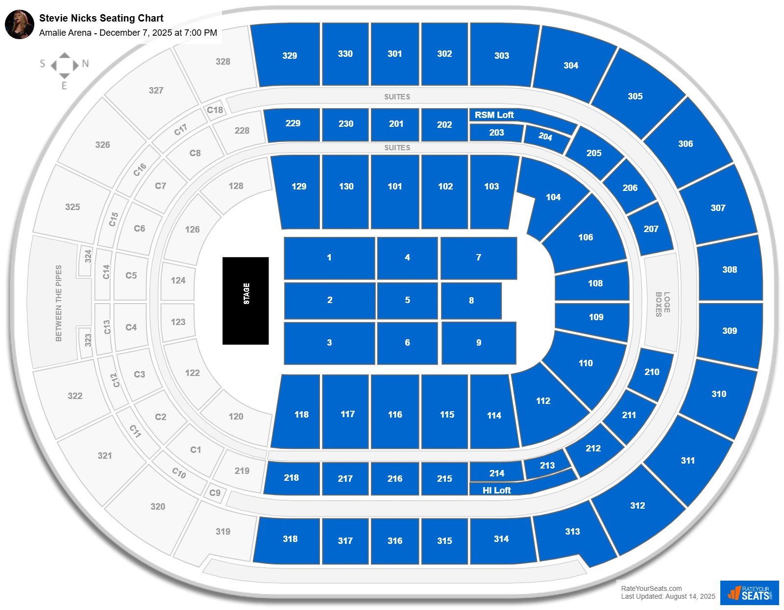 Stevie Nicks seating chart Benchmark International Arena