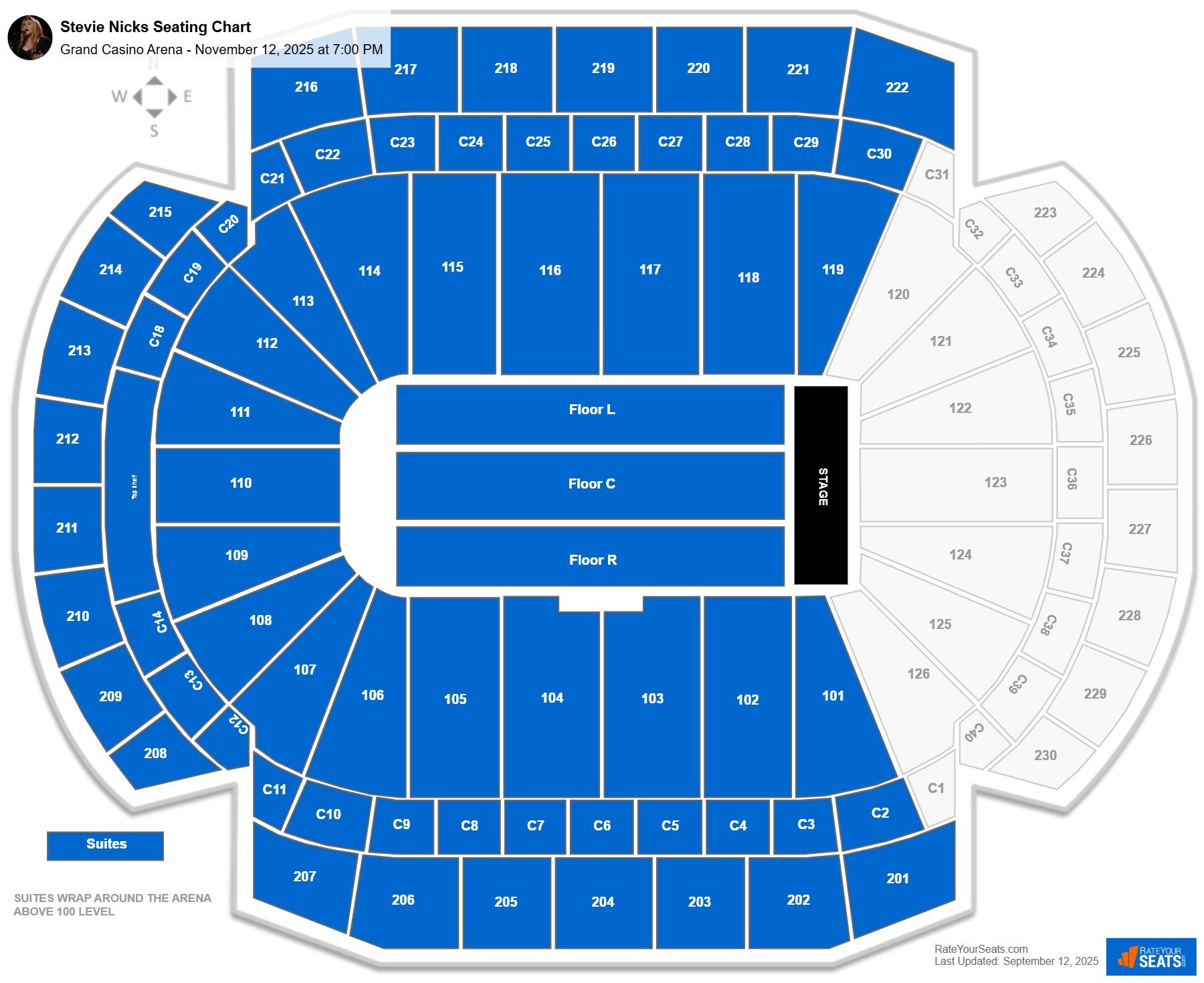 Stevie Nicks seating chart Grand Casino Arena