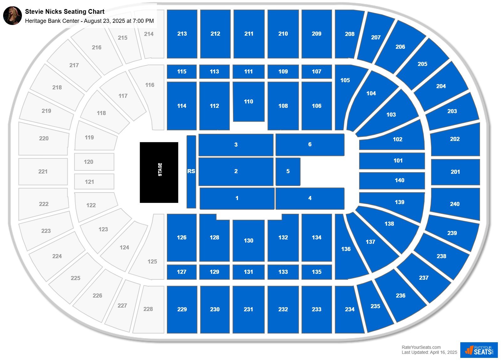 Stevie Nicks seating chart Heritage Bank Center