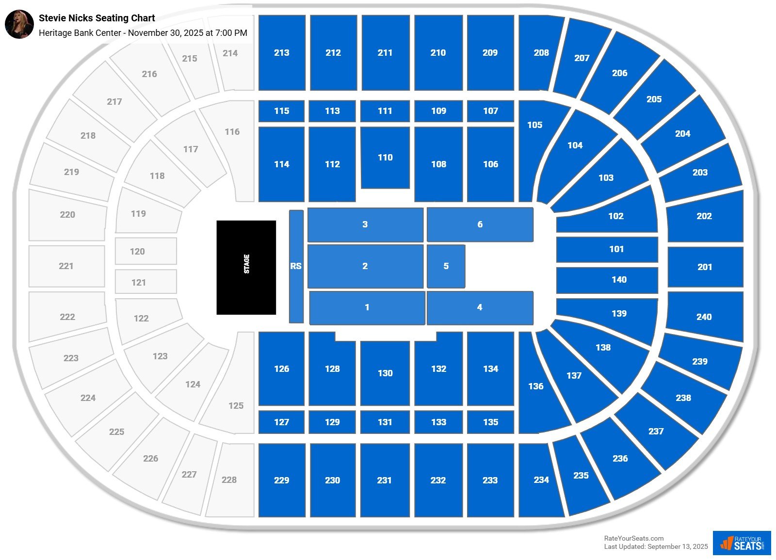 Stevie Nicks seating chart Heritage Bank Center