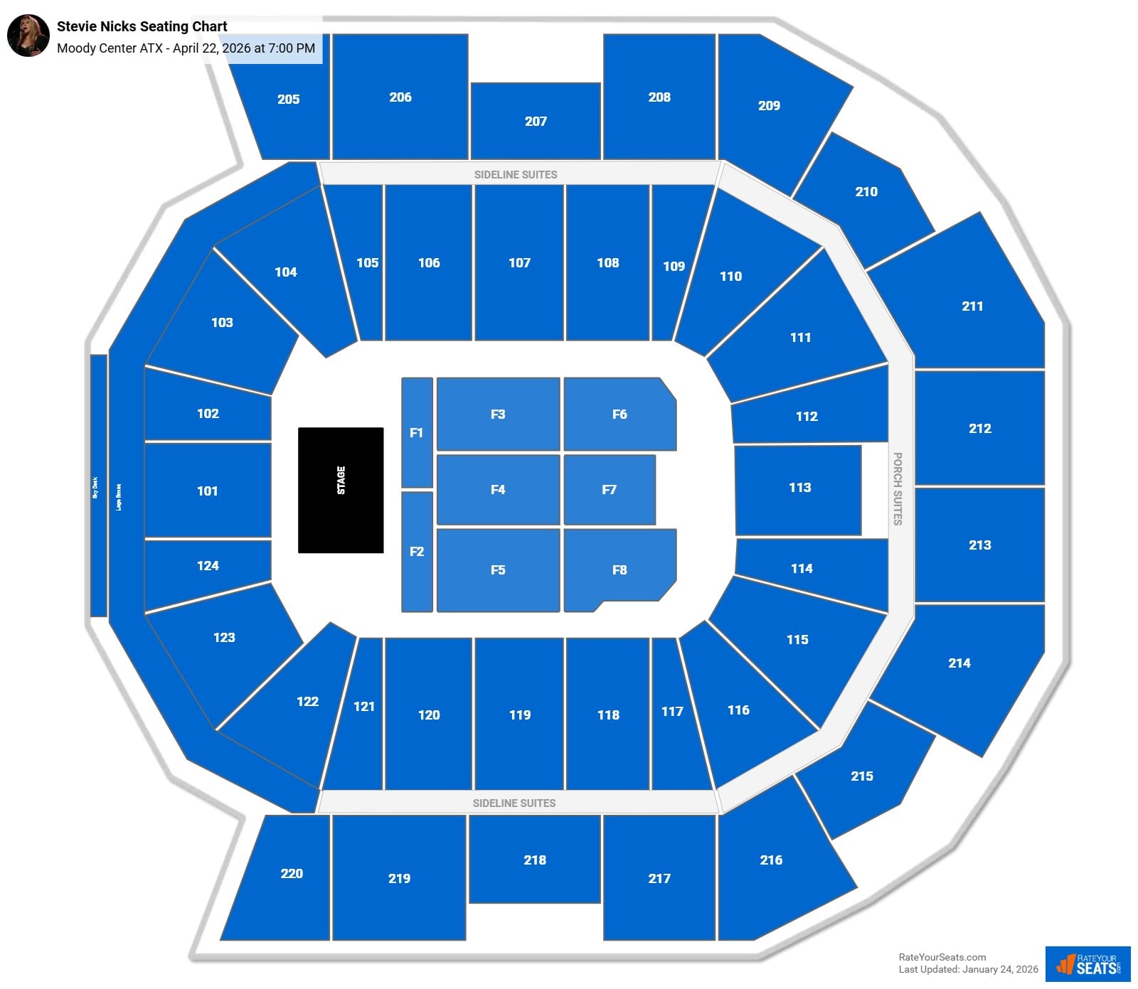 Stevie Nicks seating chart Moody Center ATX