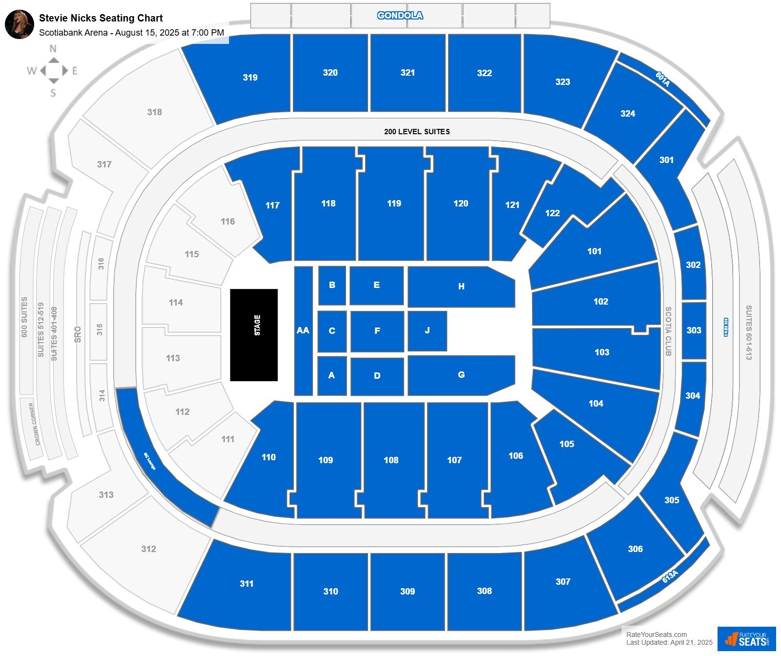 Stevie Nicks seating chart Scotiabank Arena