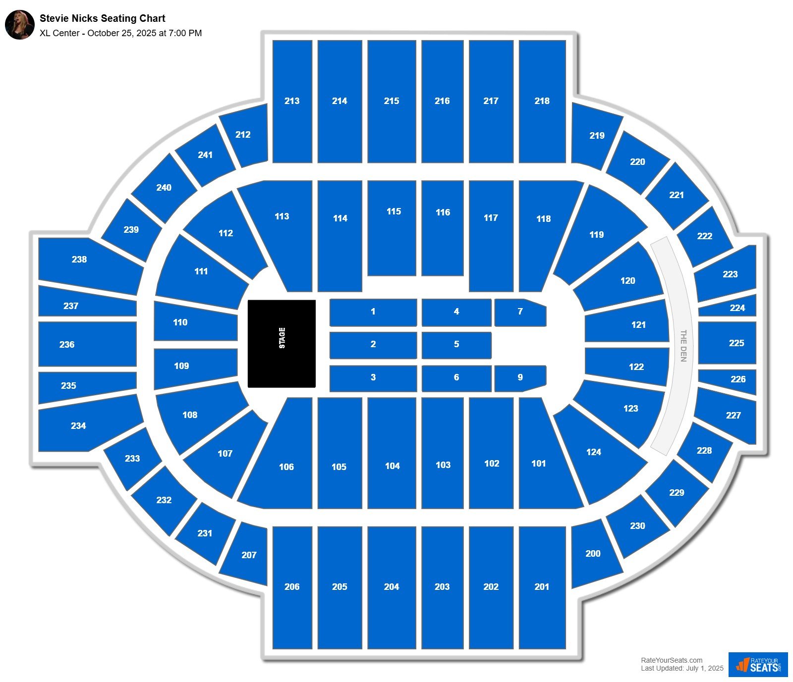 Stevie Nicks seating chart XL Center