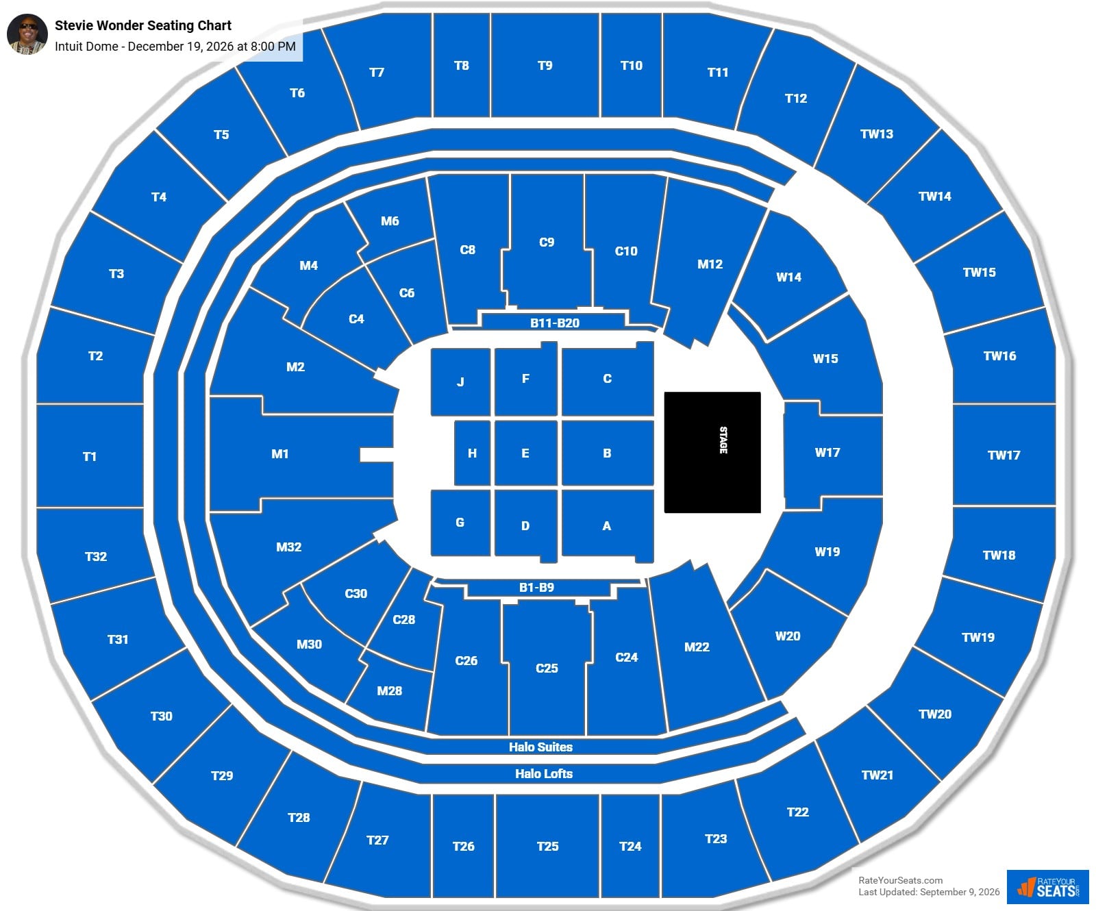 Stevie Wonder Seating Chart at Intuit Dome