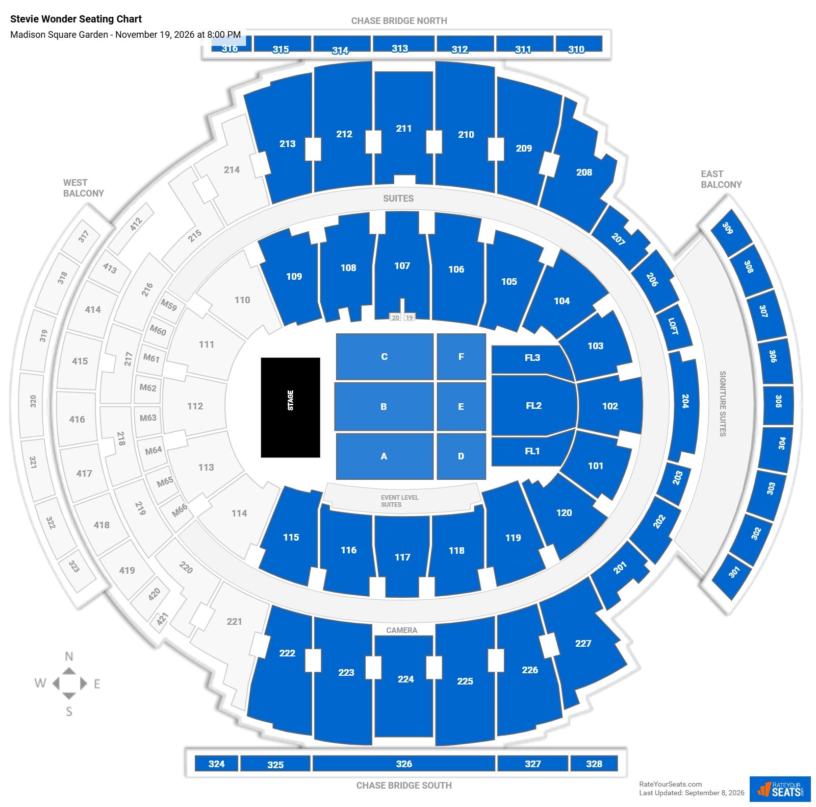Stevie Wonder Seating Chart at Madison Square Garden