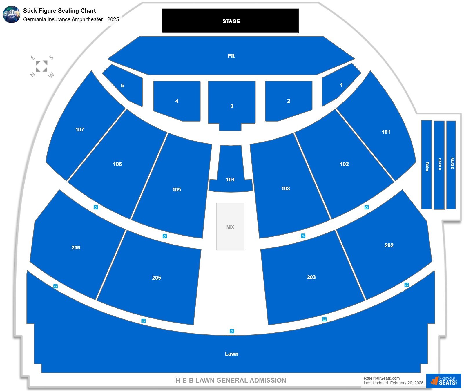 Stick Figure seating chart Germania Insurance Amphitheater