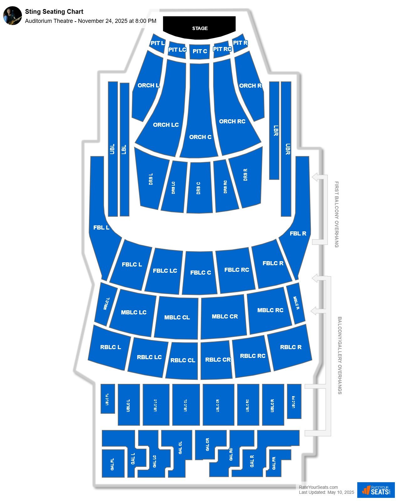 Sting seating chart Auditorium Theatre