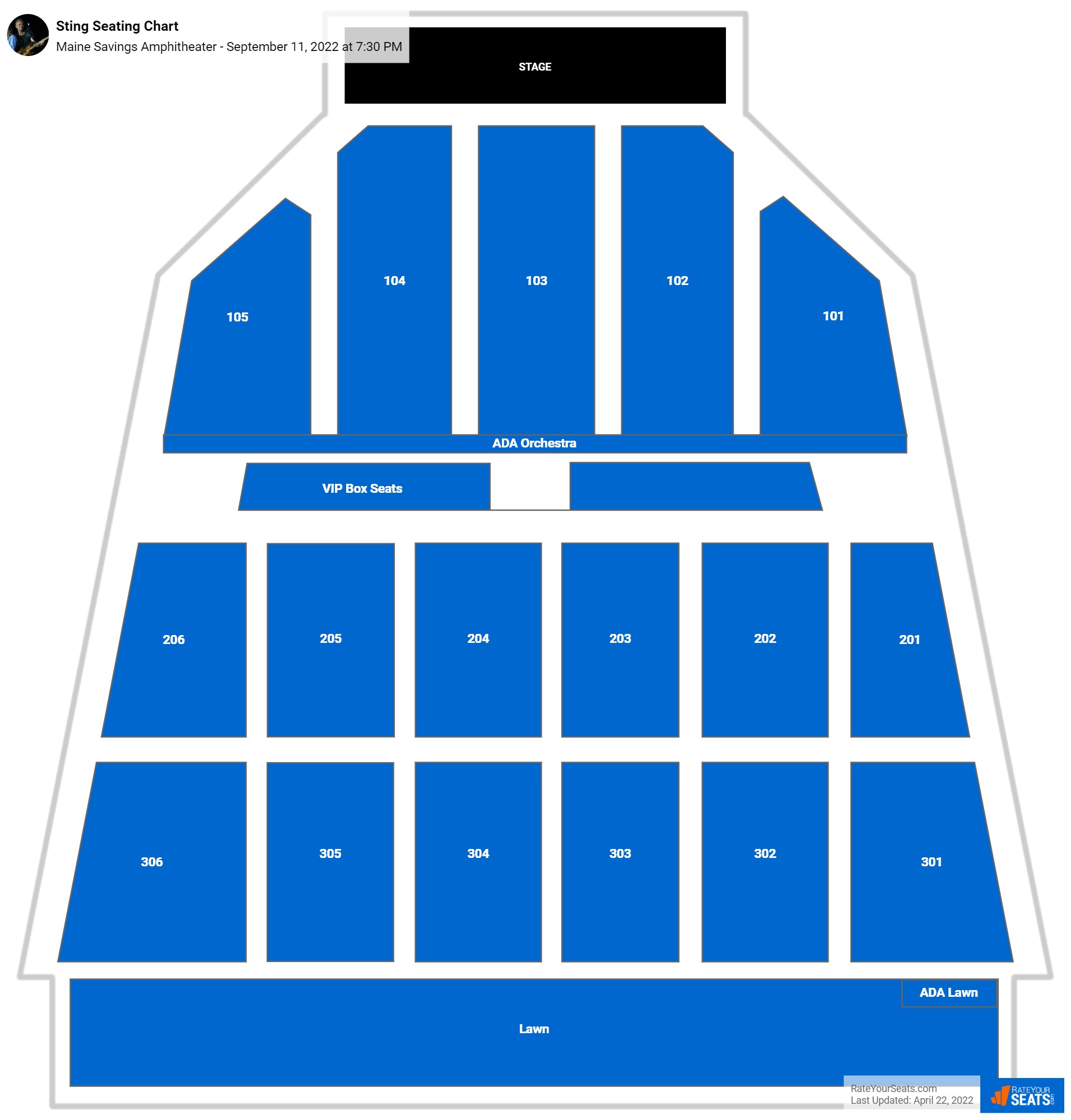 Sting seating chart Maine Savings Amphitheater