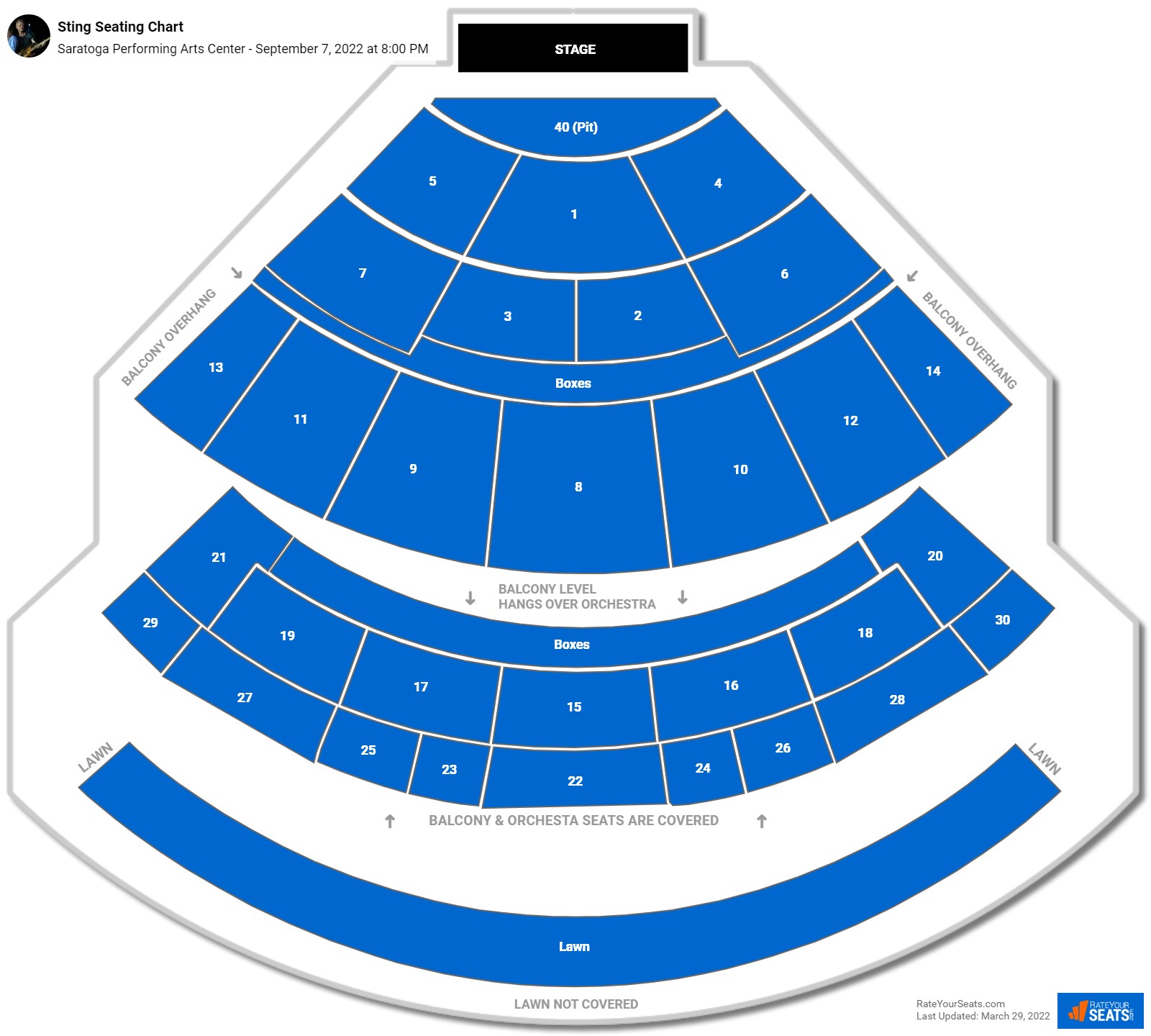 Sting seating chart Saratoga Performing Arts Center