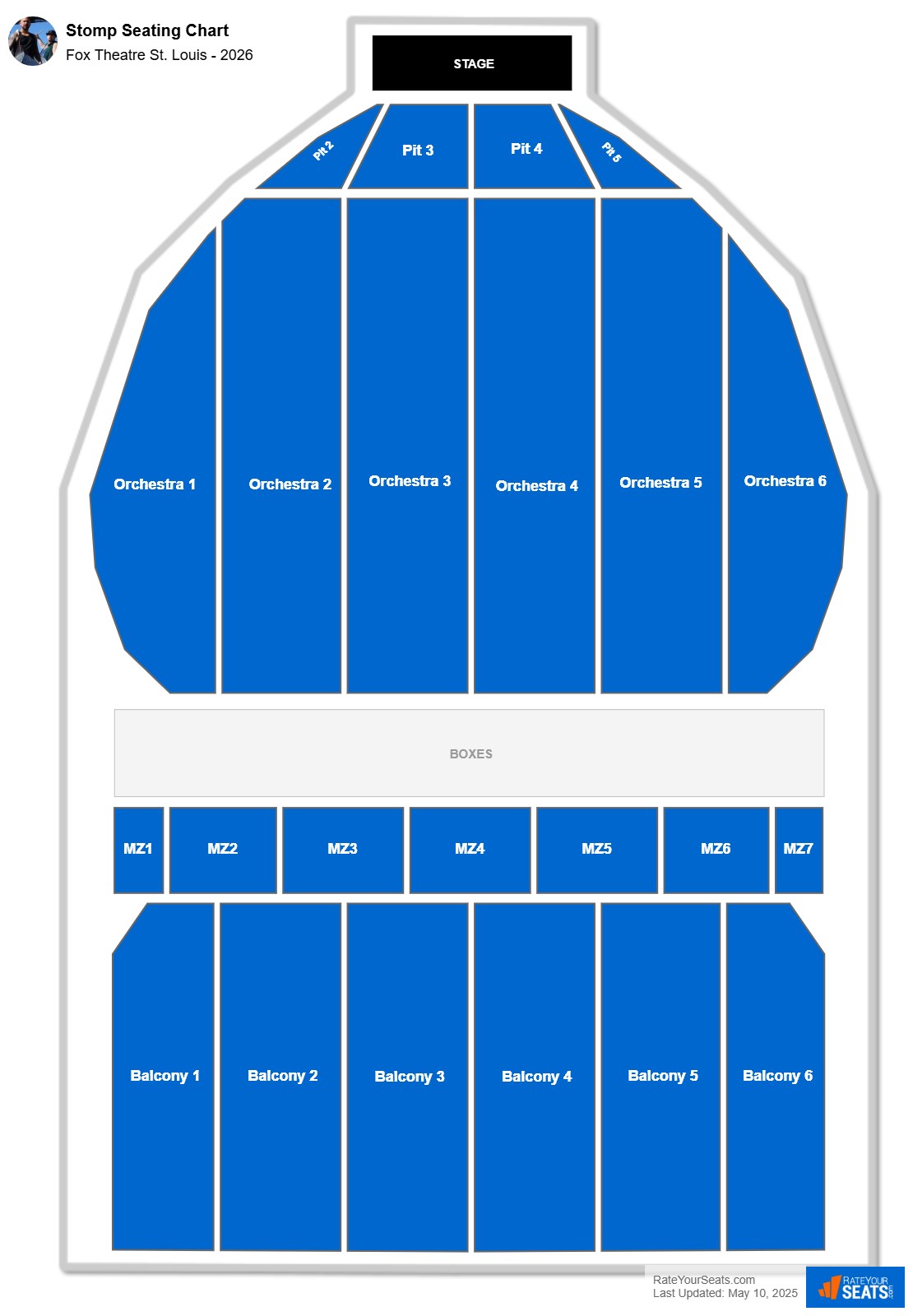 Stomp seating chart Fox Theatre St. Louis