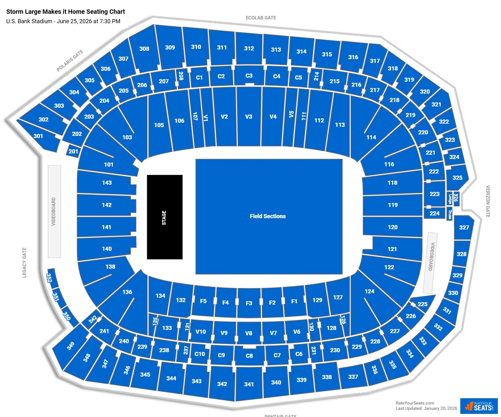 Storm Large Makes it Home seating chart U.S. Bank Stadium