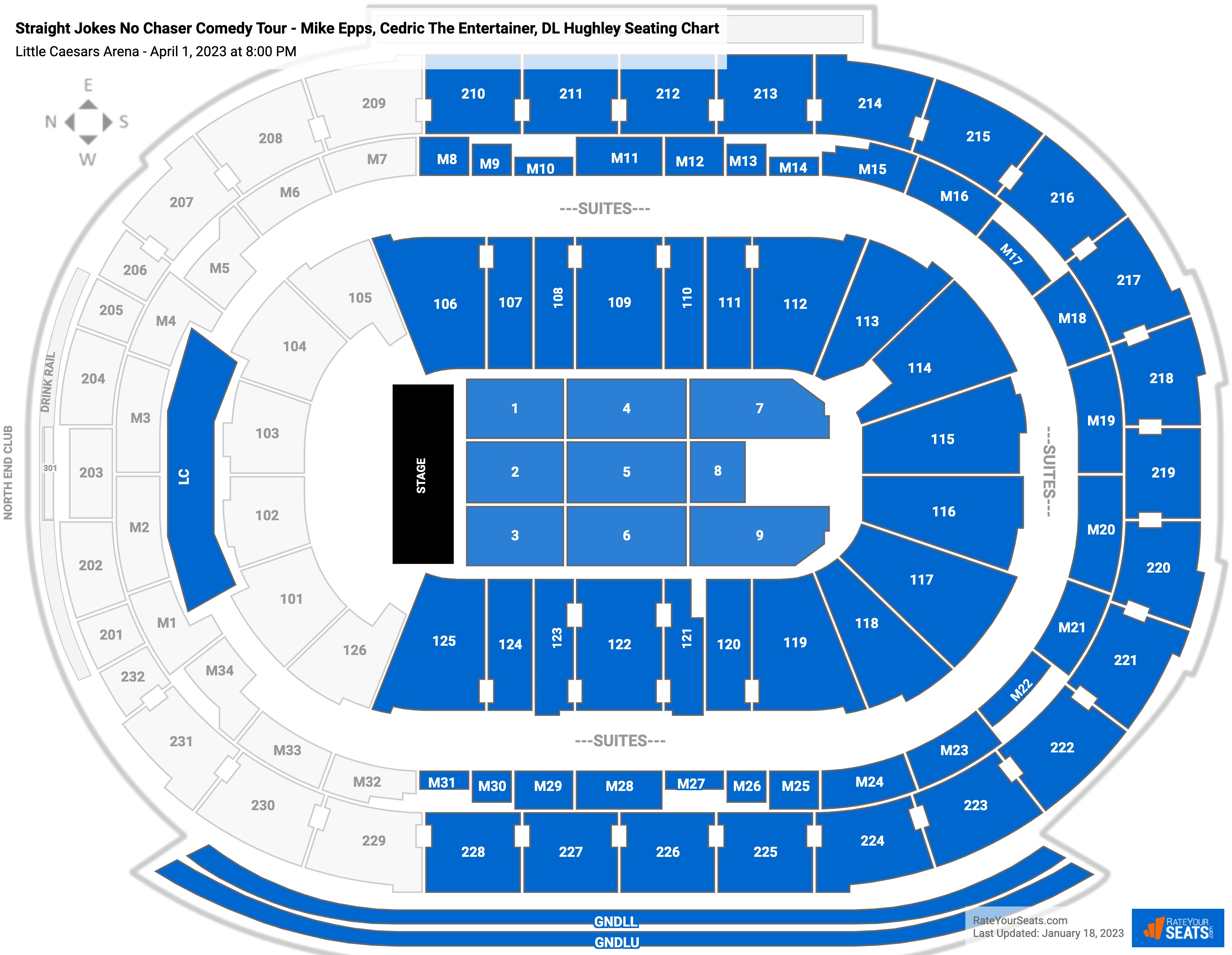 Straight Jokes No Chaser Comedy Tour - Mike Epps, Cedric The Entertainer, DL Hughley seating chart Little Caesars Arena