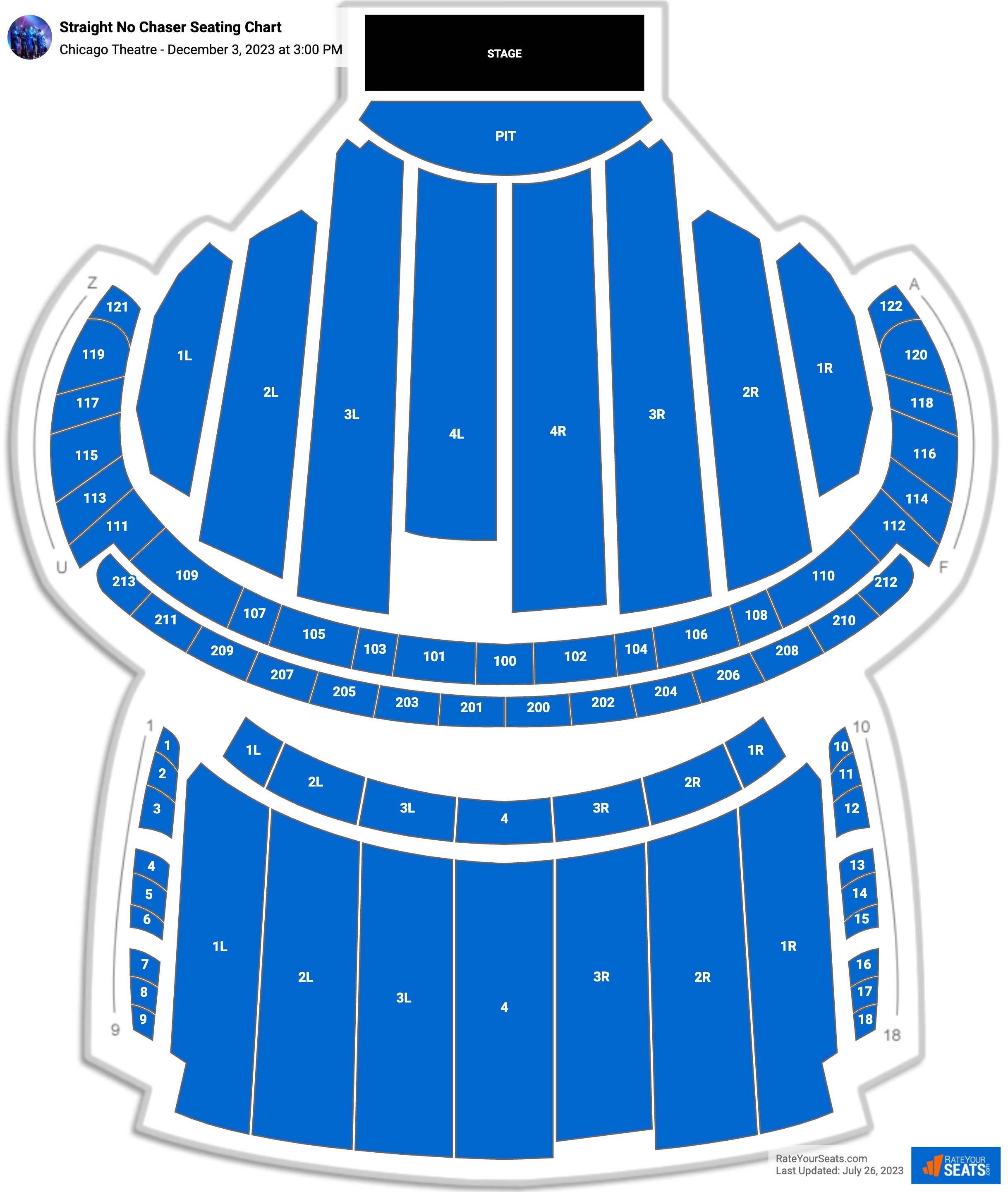 Straight No Chaser seating chart Chicago Theatre