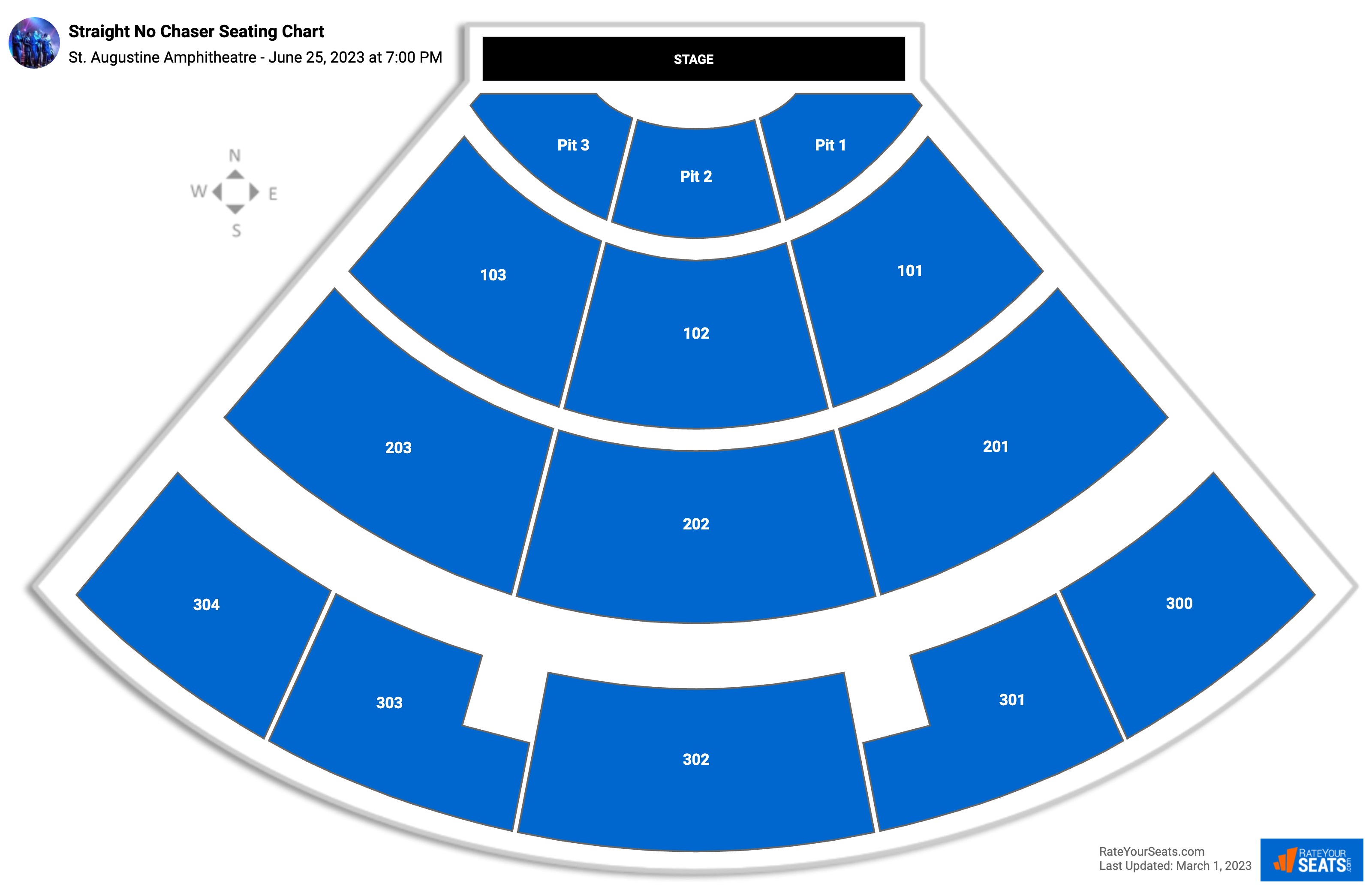 Straight No Chaser seating chart St. Augustine Amphitheatre